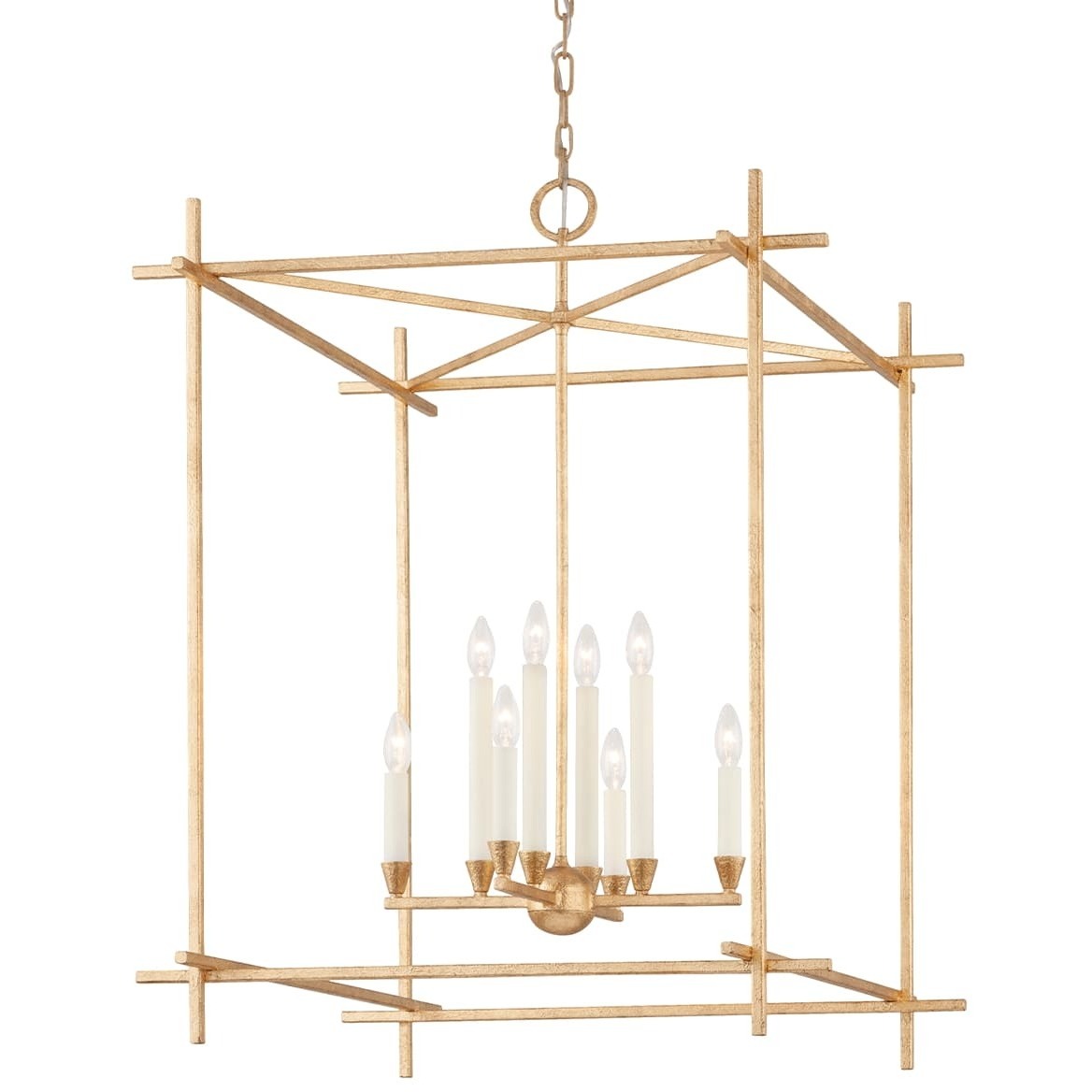 Huck 8 Light 29.75 inch Vintage Gold Leaf Pendant Ceiling Light