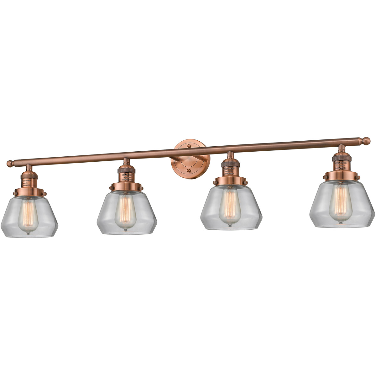 Franklin Restoration Fulton 4 Light 43 inch Antique Copper Bath Vanity Light Wall Light in Clear Glass, Franklin Restoration