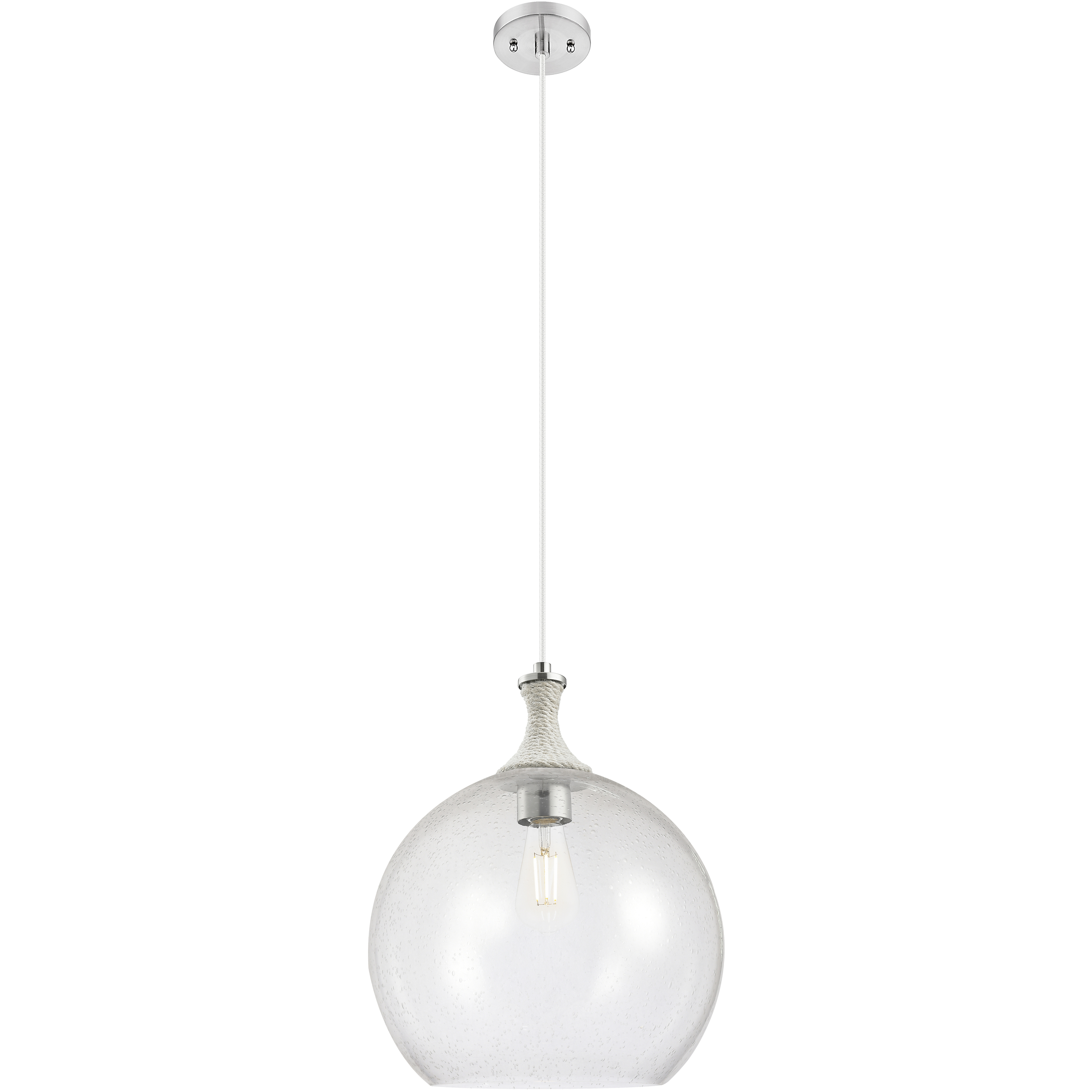 Astor 1 Light 14 inch Satin Nickel Pendant Ceiling Light in Seedy Glass