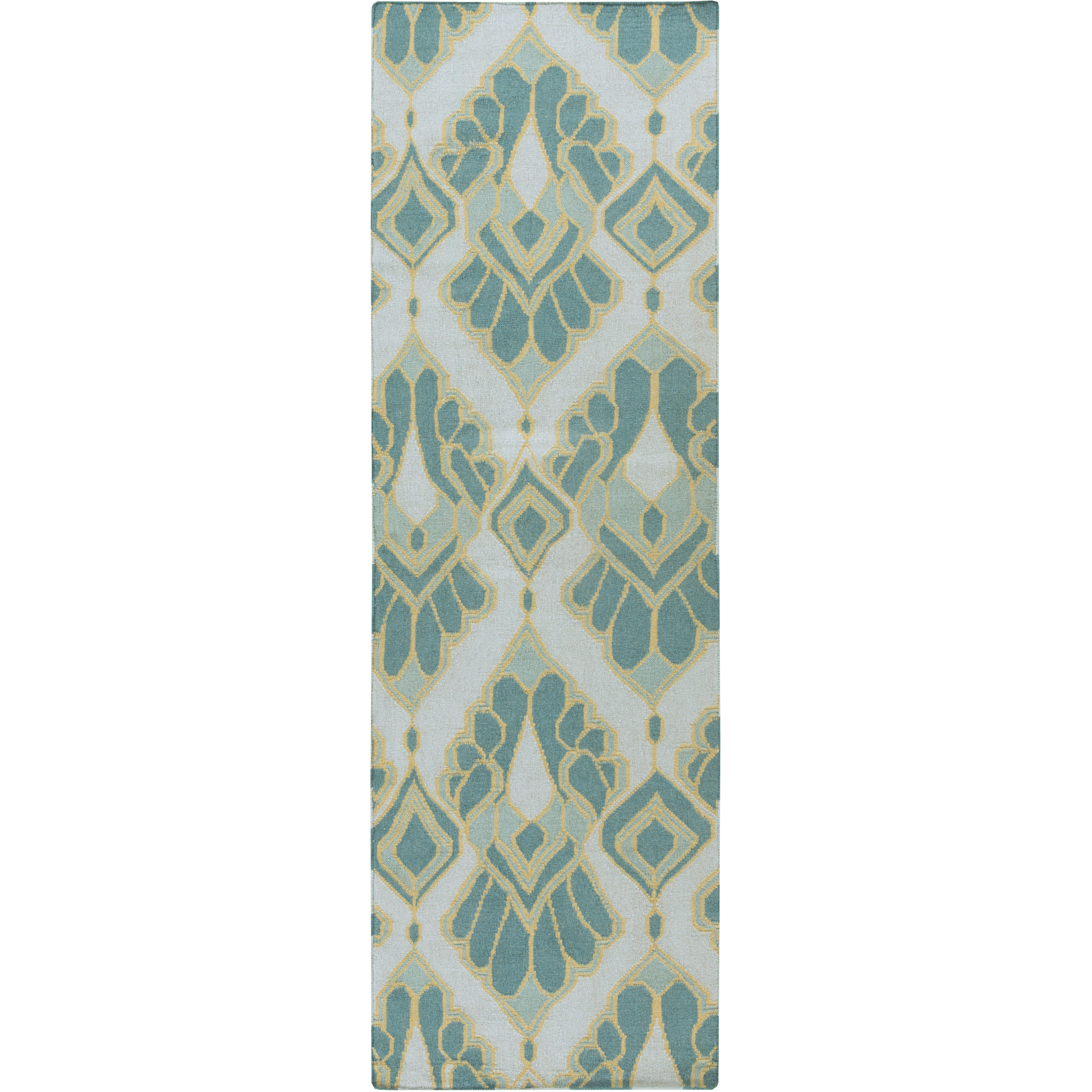 Voyages 96 X 30 inch Teal, Aqua, Bright Yellow, Mint Rug