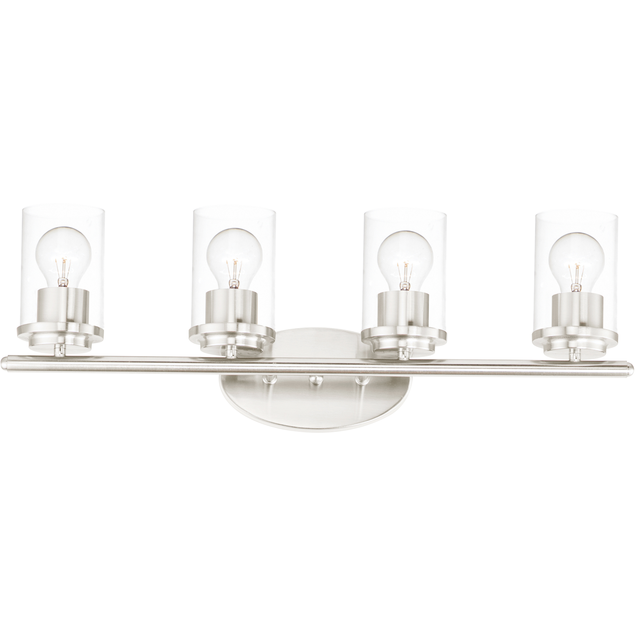 Corona 4 Light 26.25 inch Satin Nickel Bath Vanity Wall Light in Clear