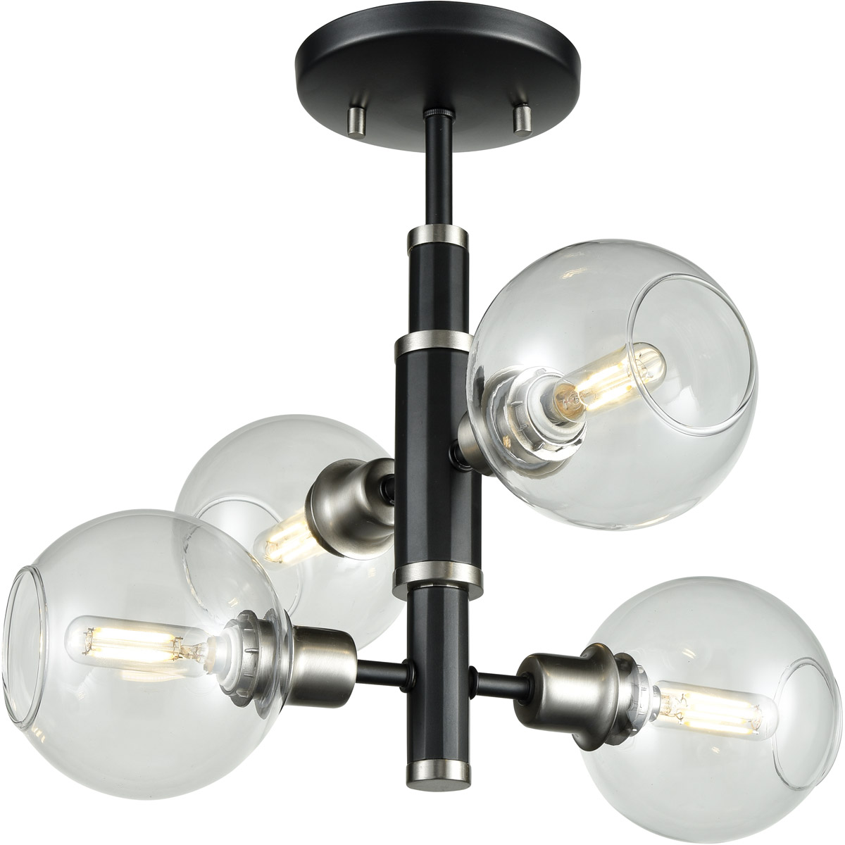 Ocean Drive 4 Light Satin Nickel And Graphite Semi-flush Mount Ceiling Light