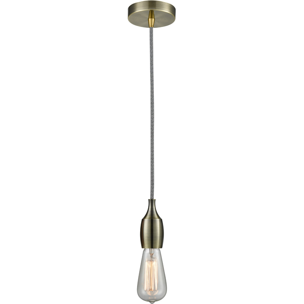 Chelsea Bare Bulb 1 Light 2 inch Antique Brass Mini Pendant Ceiling Light in Zebra, Chelsea