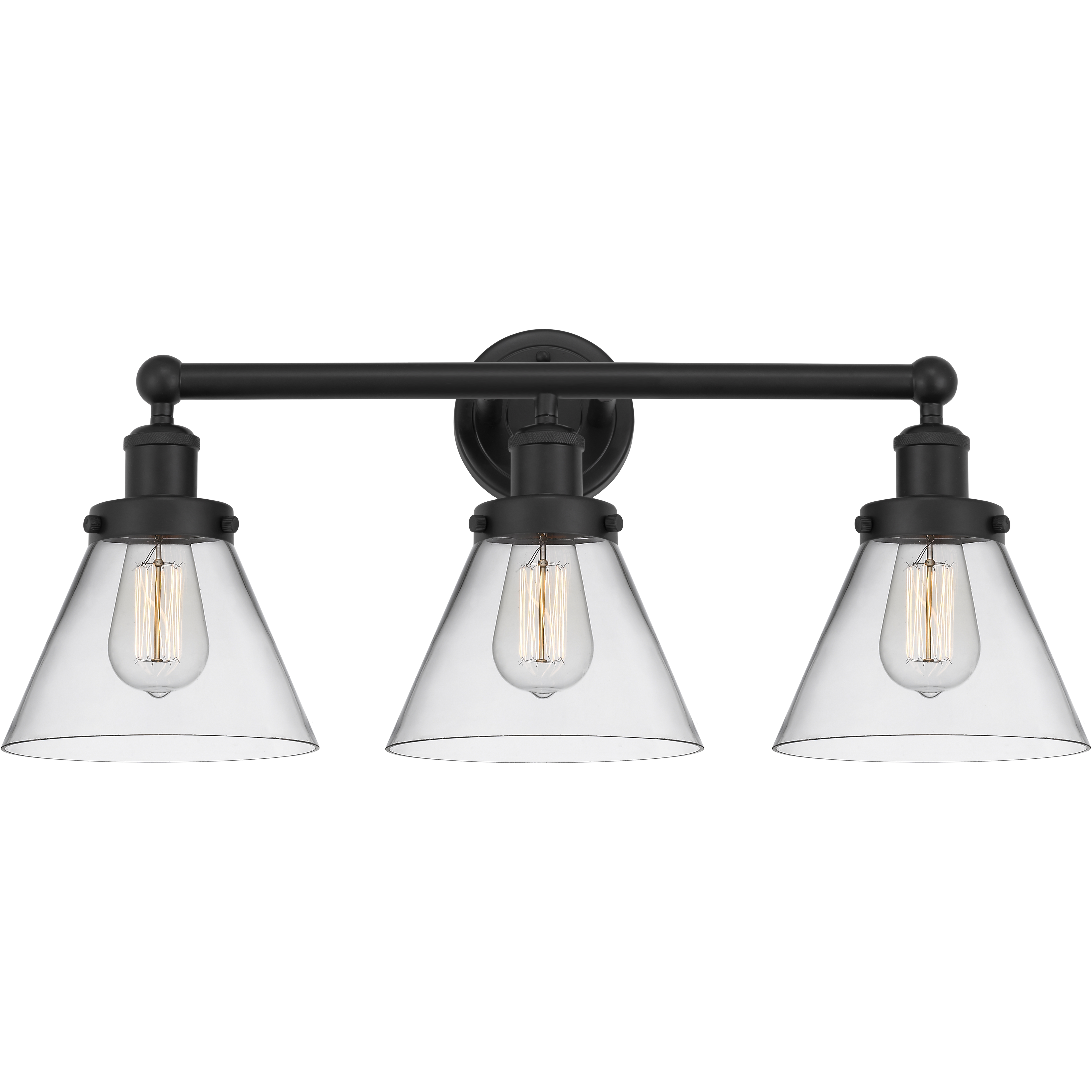 Cone 3 Light 25.75 inch Matte Black Bath Vanity Light Wall Light