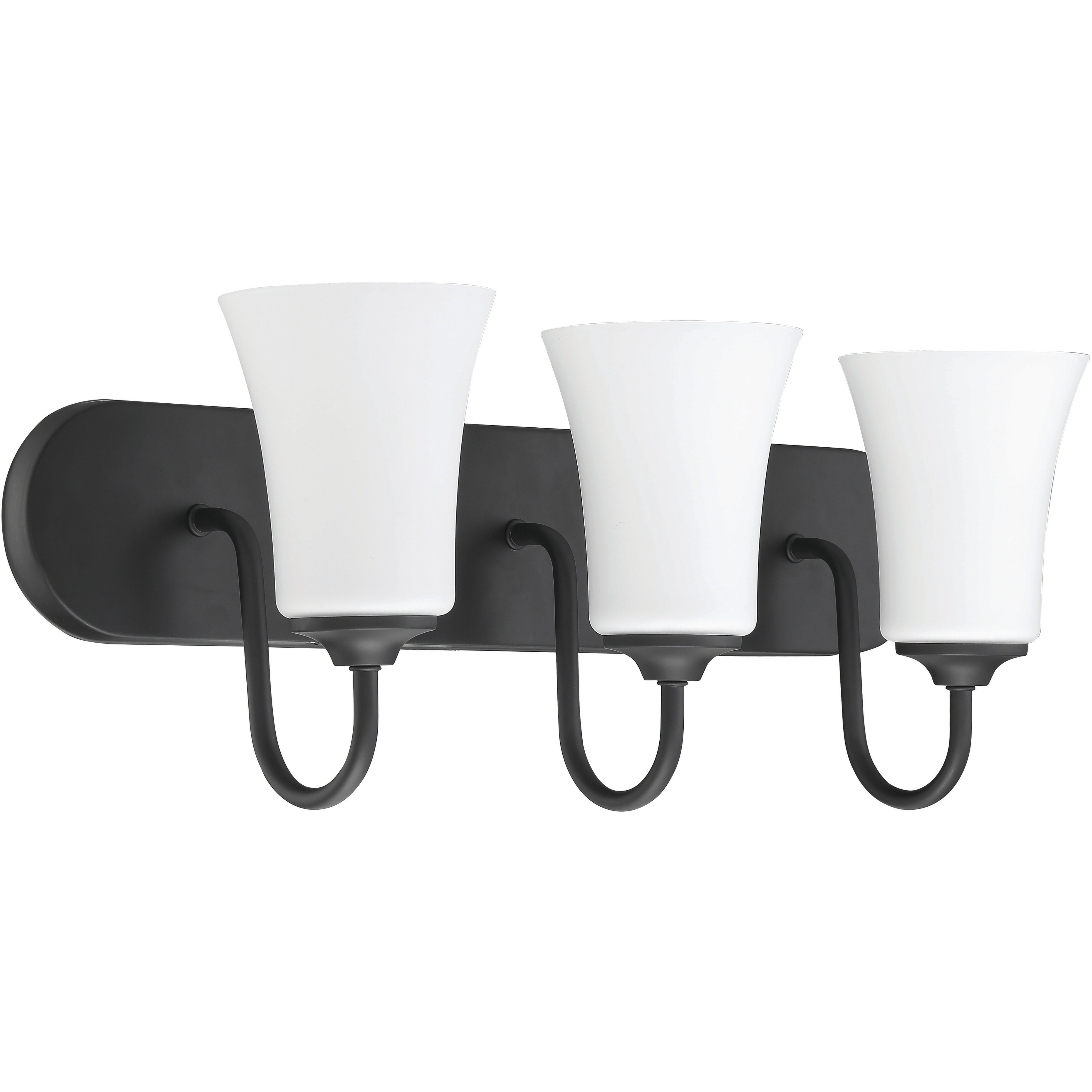 Neighborhood Gwyneth 3 Light 24 inch Flat Black Vanity Light Wall Light in White Frost Glass, Neighborhood Collection