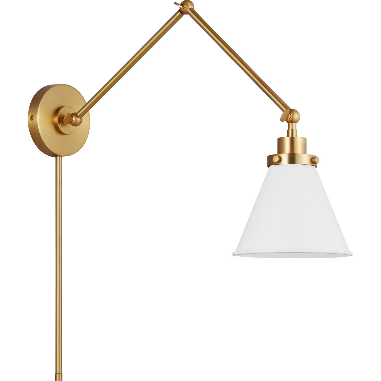 C&M by Chapman & Myers Wellfleet 26 inch 75 watt Matte White and Burnished Brass Task Sconce Wall Light in Matte White / Burnished Brass