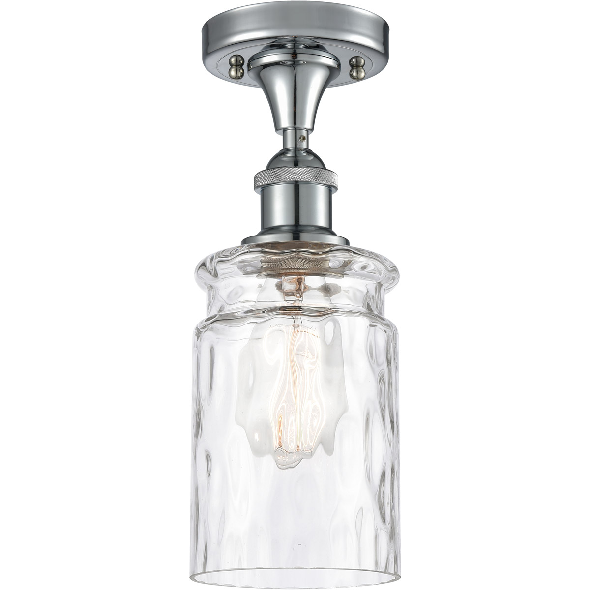 Ballston Candor 1 Light 5 inch Polished Chrome Semi-Flush Mount Ceiling Light in Clear Waterglass, Ballston