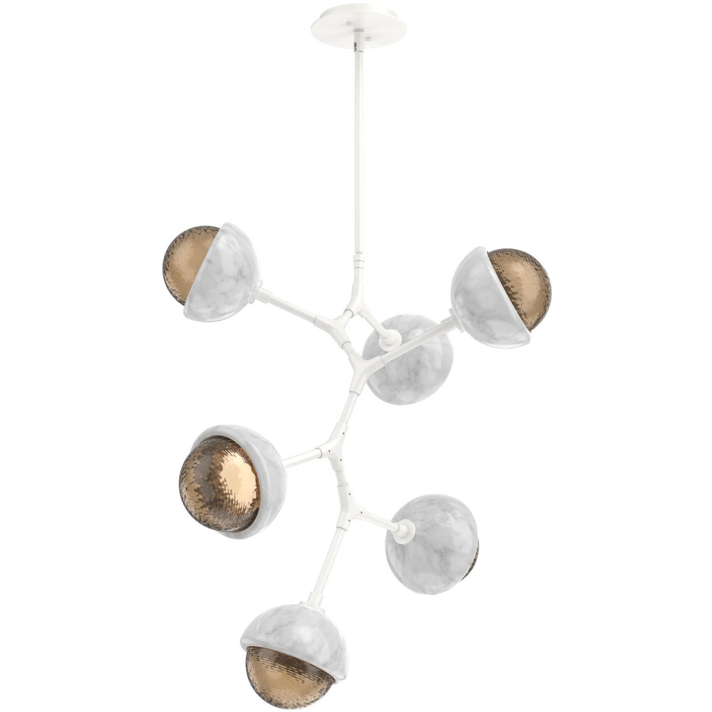 Cabochon LED 26 inch Salt White with White Marble Chandelier Ceiling Light in 3000K LED, Bronze, Modern Vine