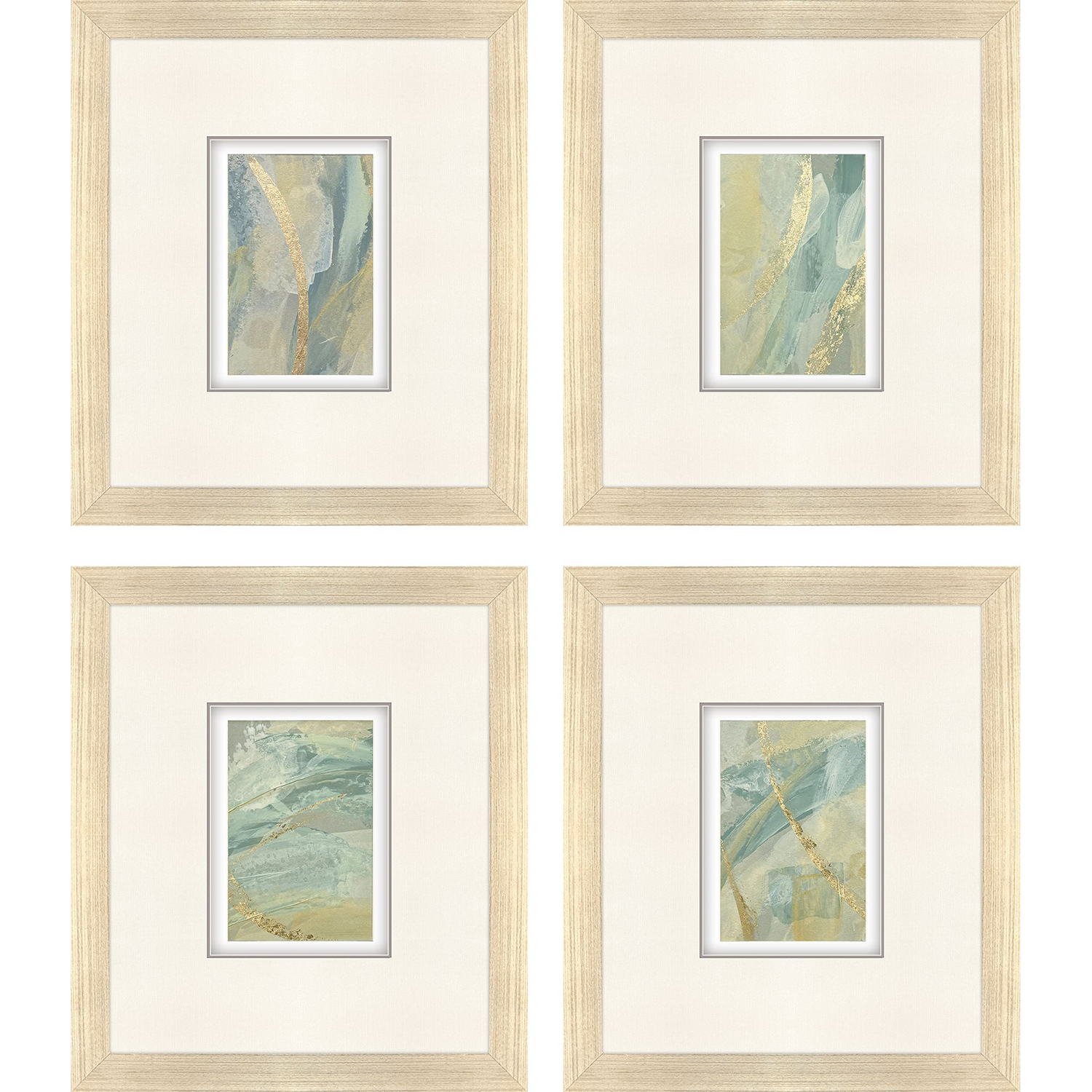 Ribbon Dance Green and Beige and Gray and Metallic Framed Art, The Studio