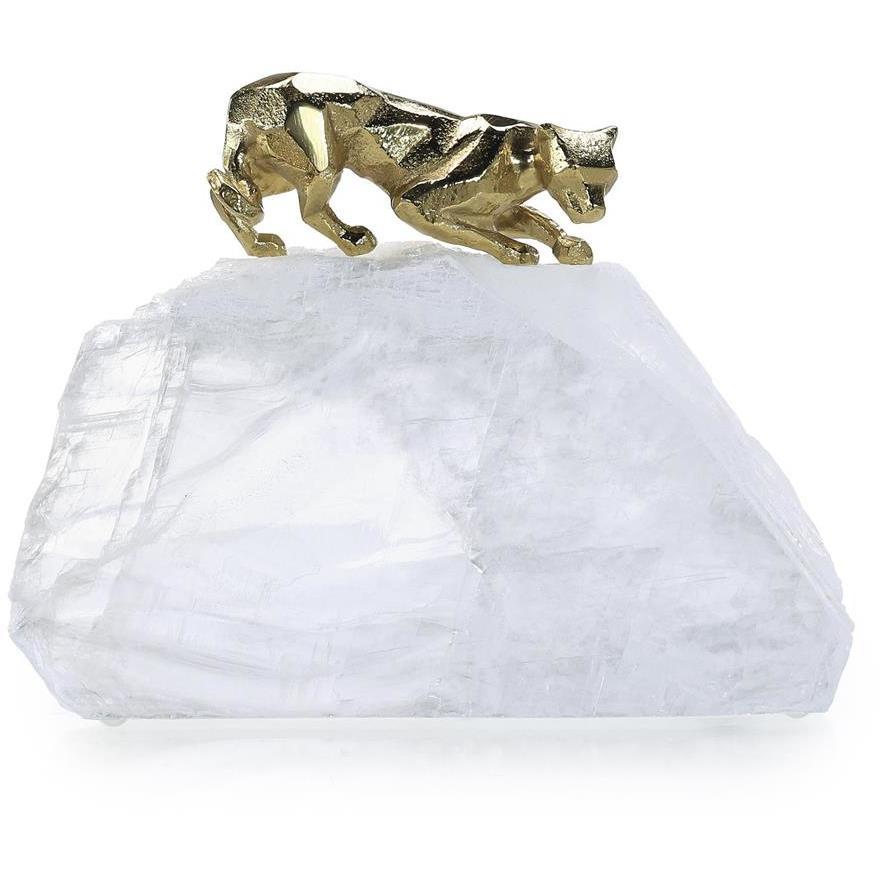 Perched Brass Panther 9.25 X 7.25 inch Sculpture