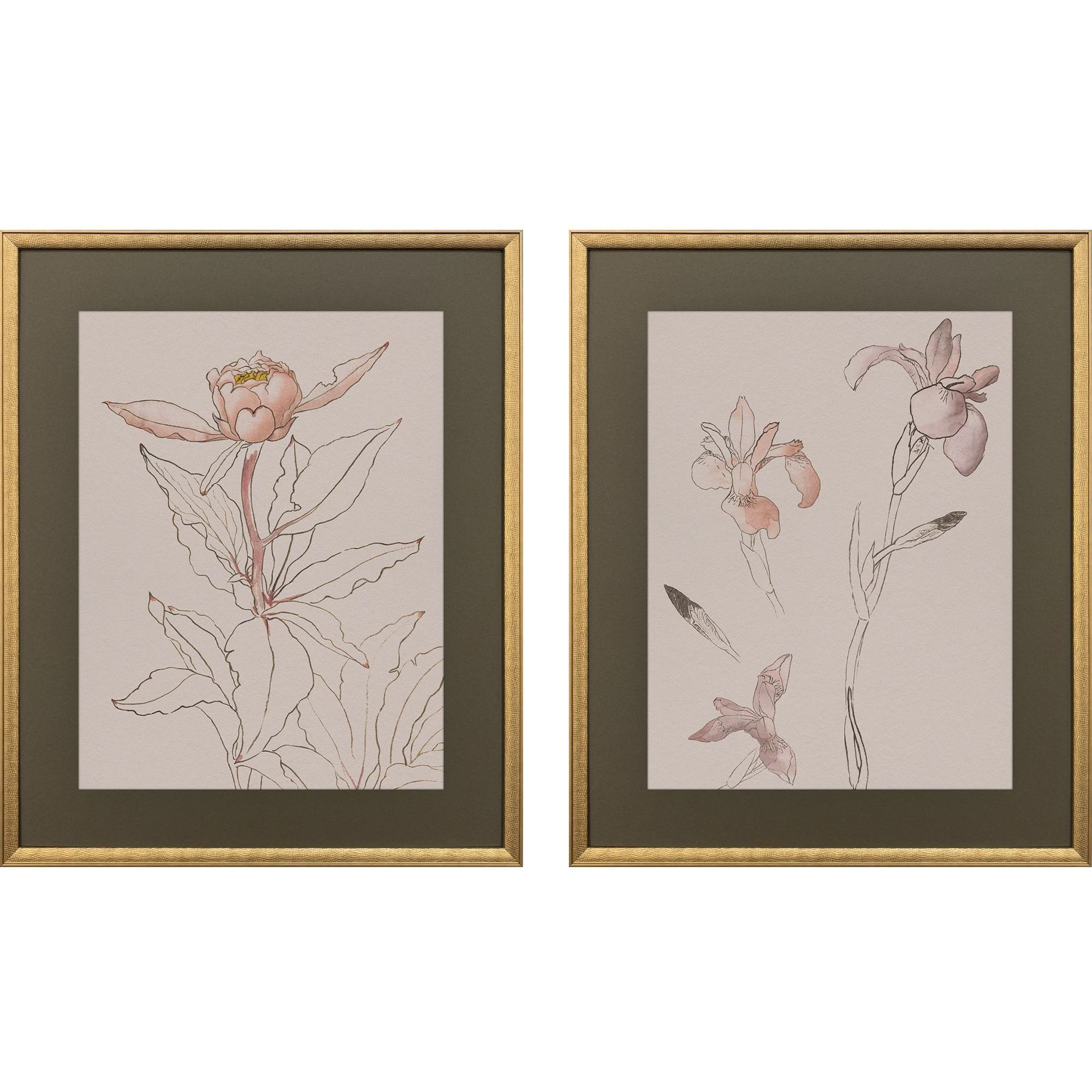 Delicate Sketch 33146 Pink and Gray and Neutral Framed Art