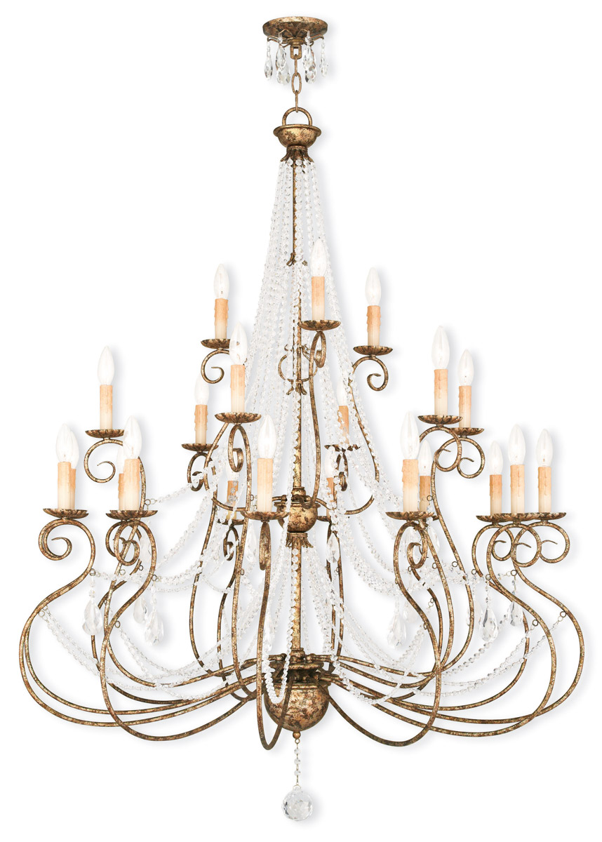 Isabella 21 Light 42.5 inch Hand Applied European Bronze Foyer Chandelier Ceiling Light