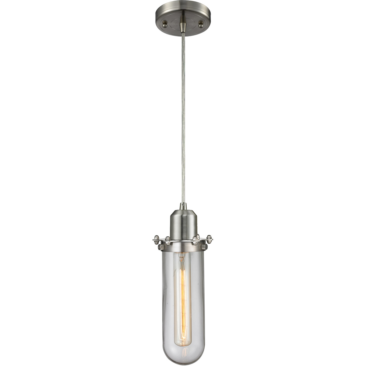 Austere Centri 1 Light 5 inch Brushed Satin Nickel Mini Pendant Ceiling Light in Incandescent, Clear Glass, Austere