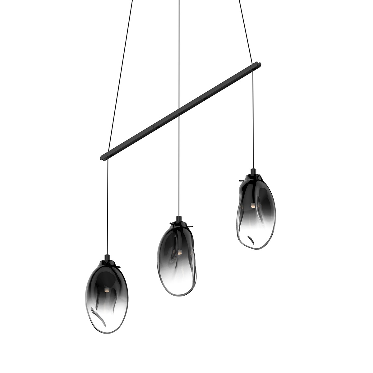 Liquid LED 36.5 inch Satin Black Pendant Ceiling Light in Smoke Glass