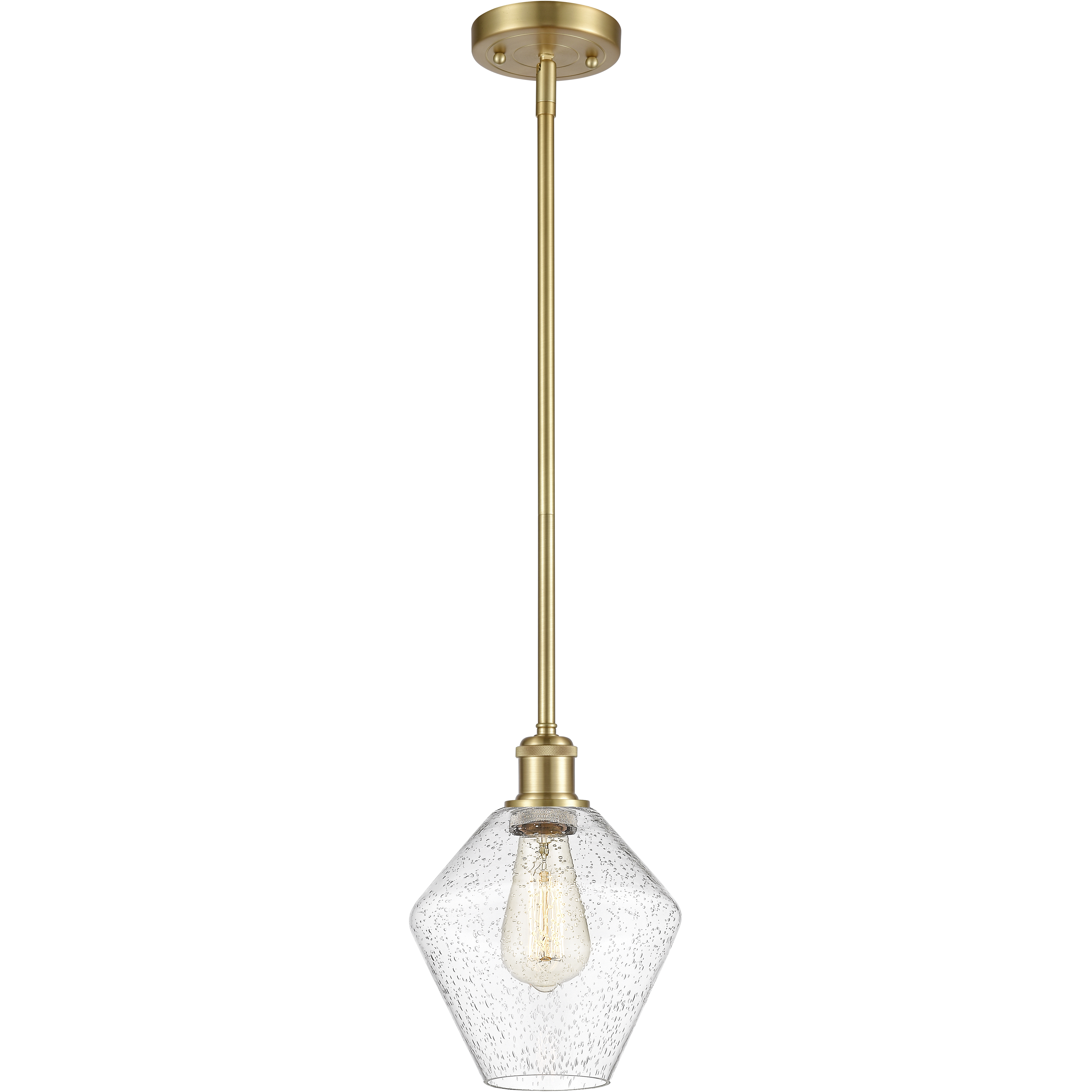 Ballston Cindyrella LED 8 inch Satin Gold Mini Pendant Ceiling Light in Seedy Glass