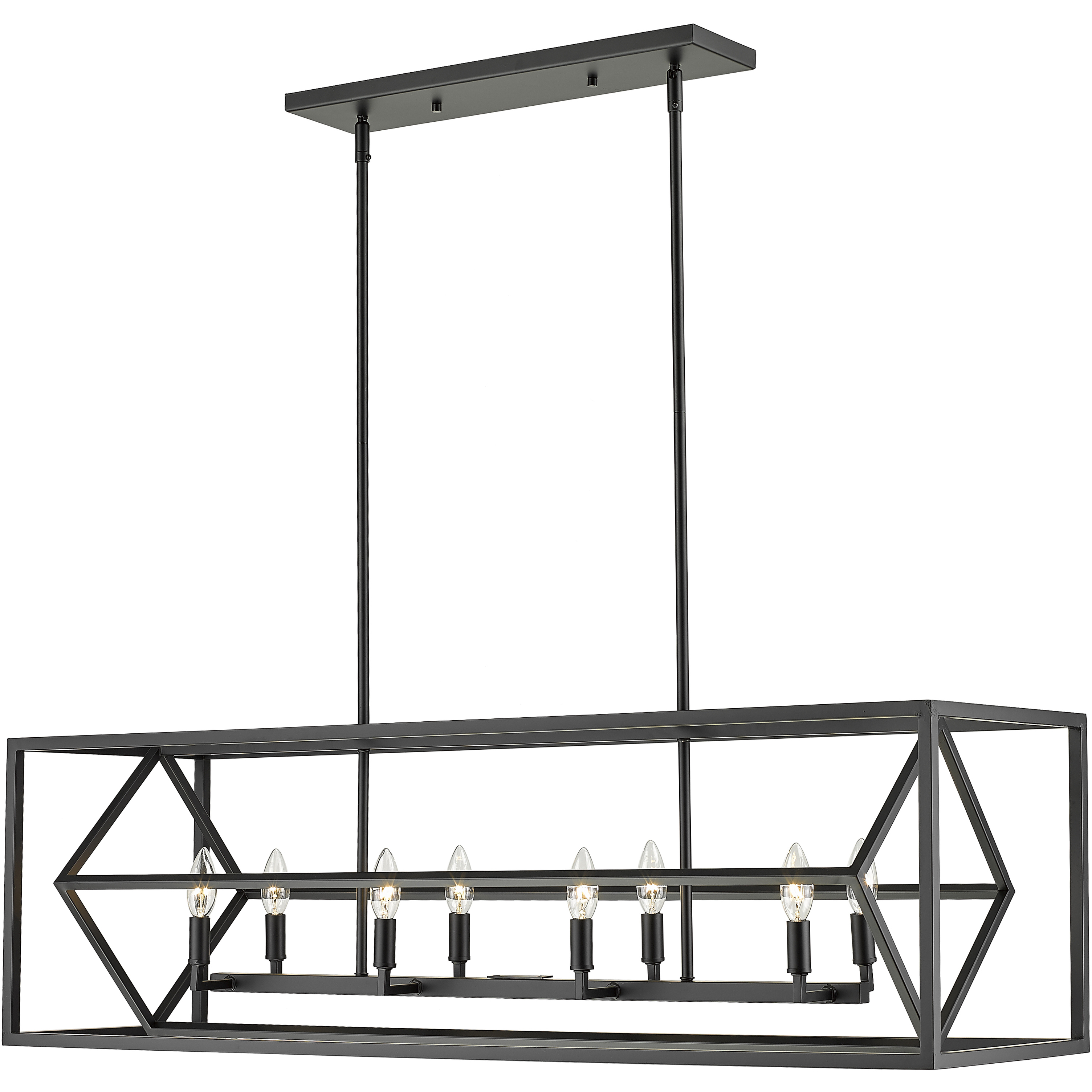 Euclid 8 Light 44 inch Matte Black Linear Chandelier Ceiling Light