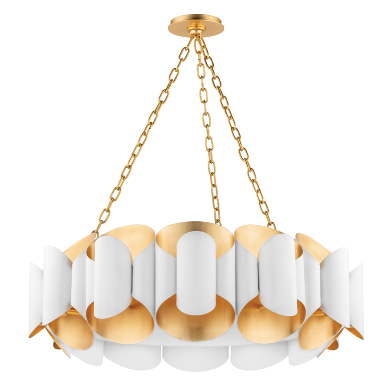 Banks 12 Light 34.5 inch Gold Leaf / White Chandelier Ceiling Light