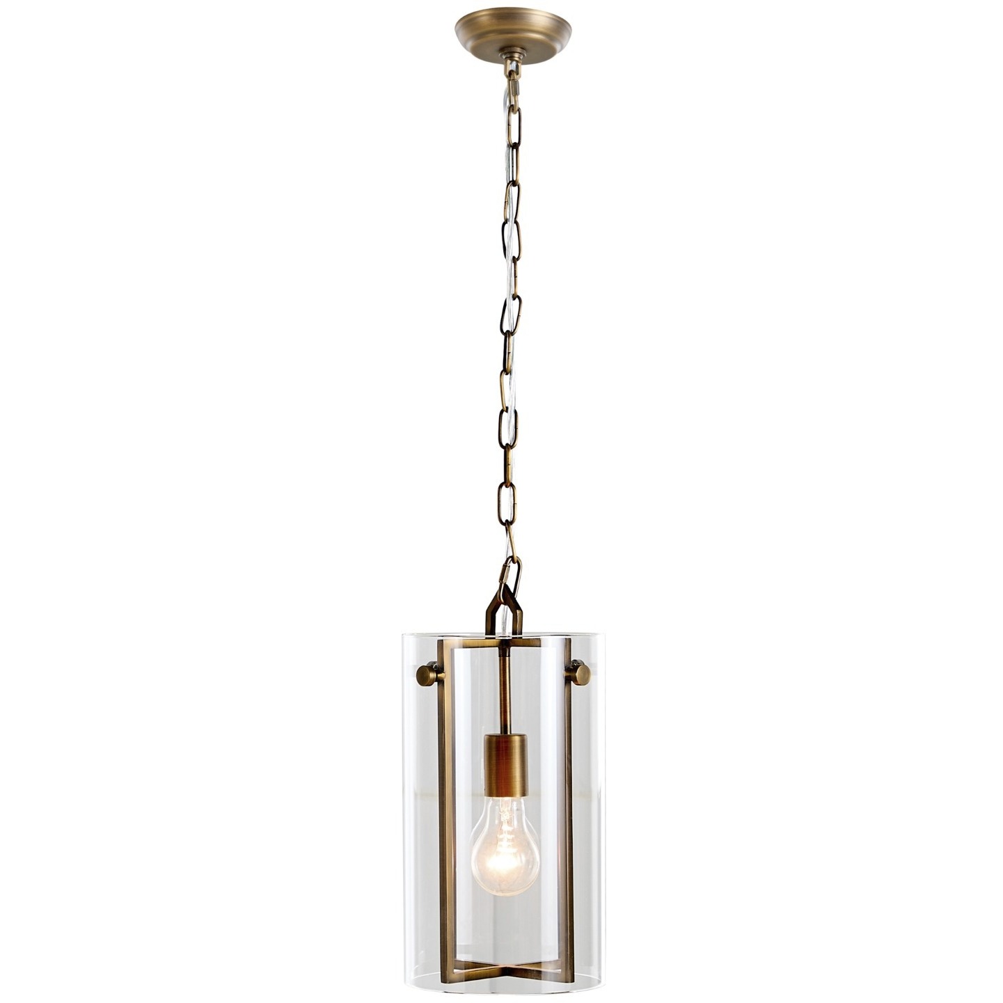 Sharon 1 Light 8.5 inch Antique Brass / Clear Glass Pendant Ceiling Light