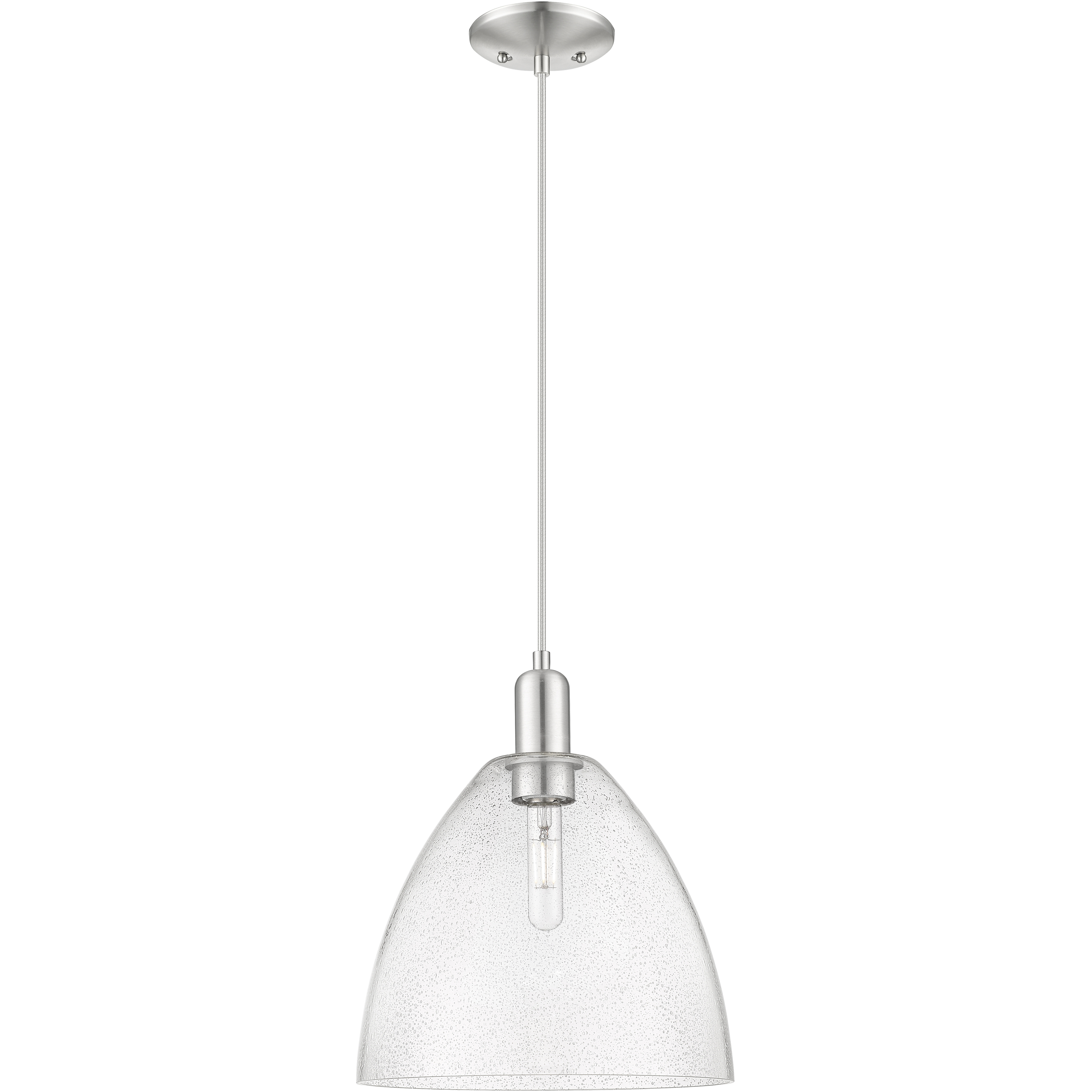 Arcadia Bristol 1 Light 12 inch Brushed Satin Nickel Mini Pendant Ceiling Light in Seedy