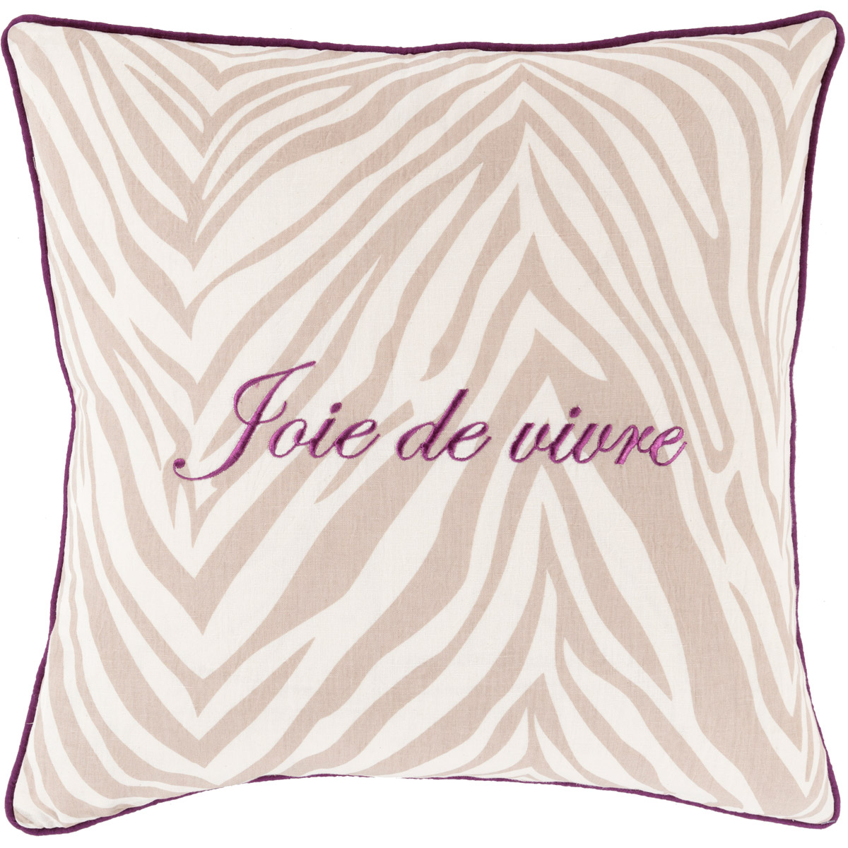 Joie de Vivre 18 inch Dark Purple, Taupe, Ivory Pillow Kit