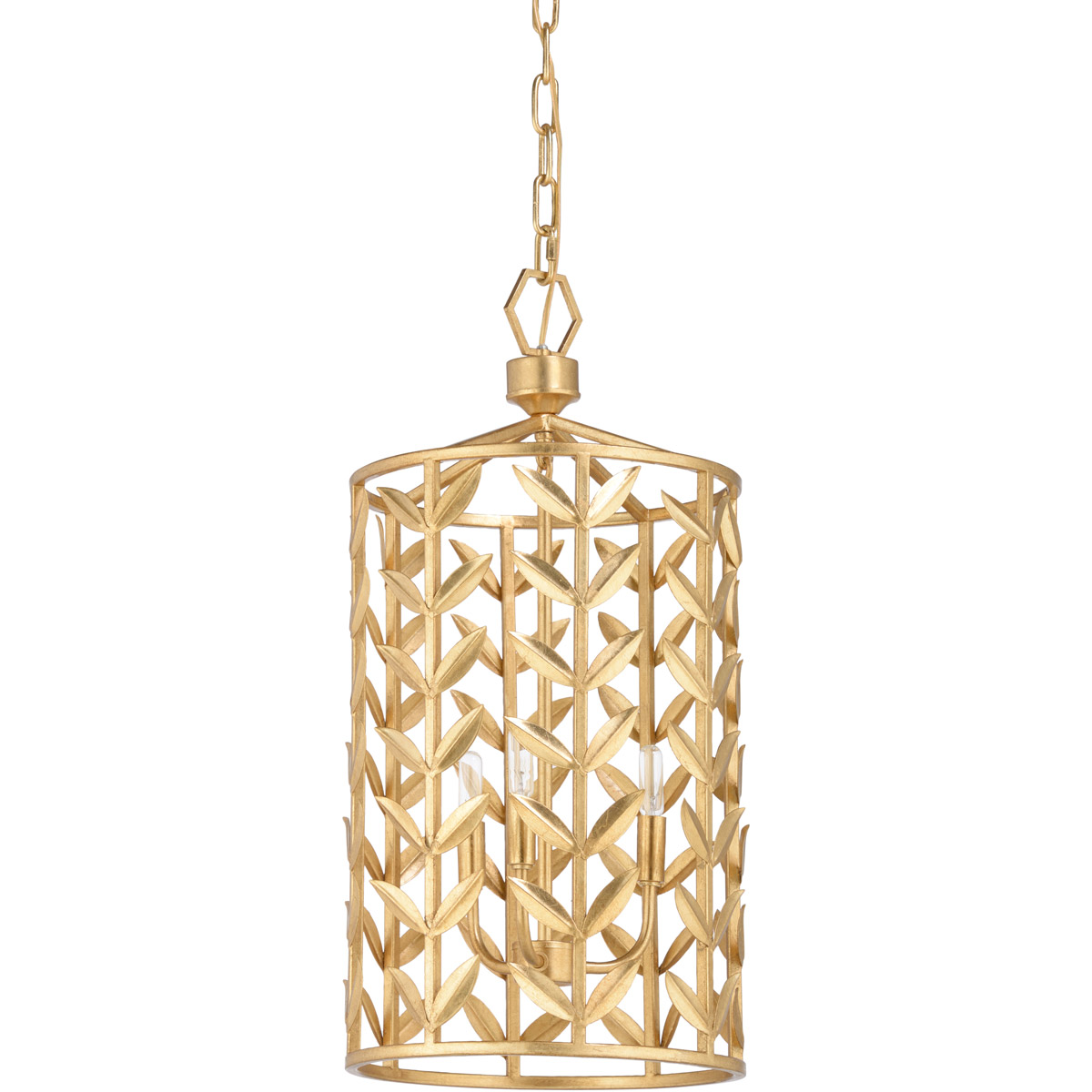 Claire Bell 3 Light 12 inch Gold Leaf Lantern Pendant Ceiling Light