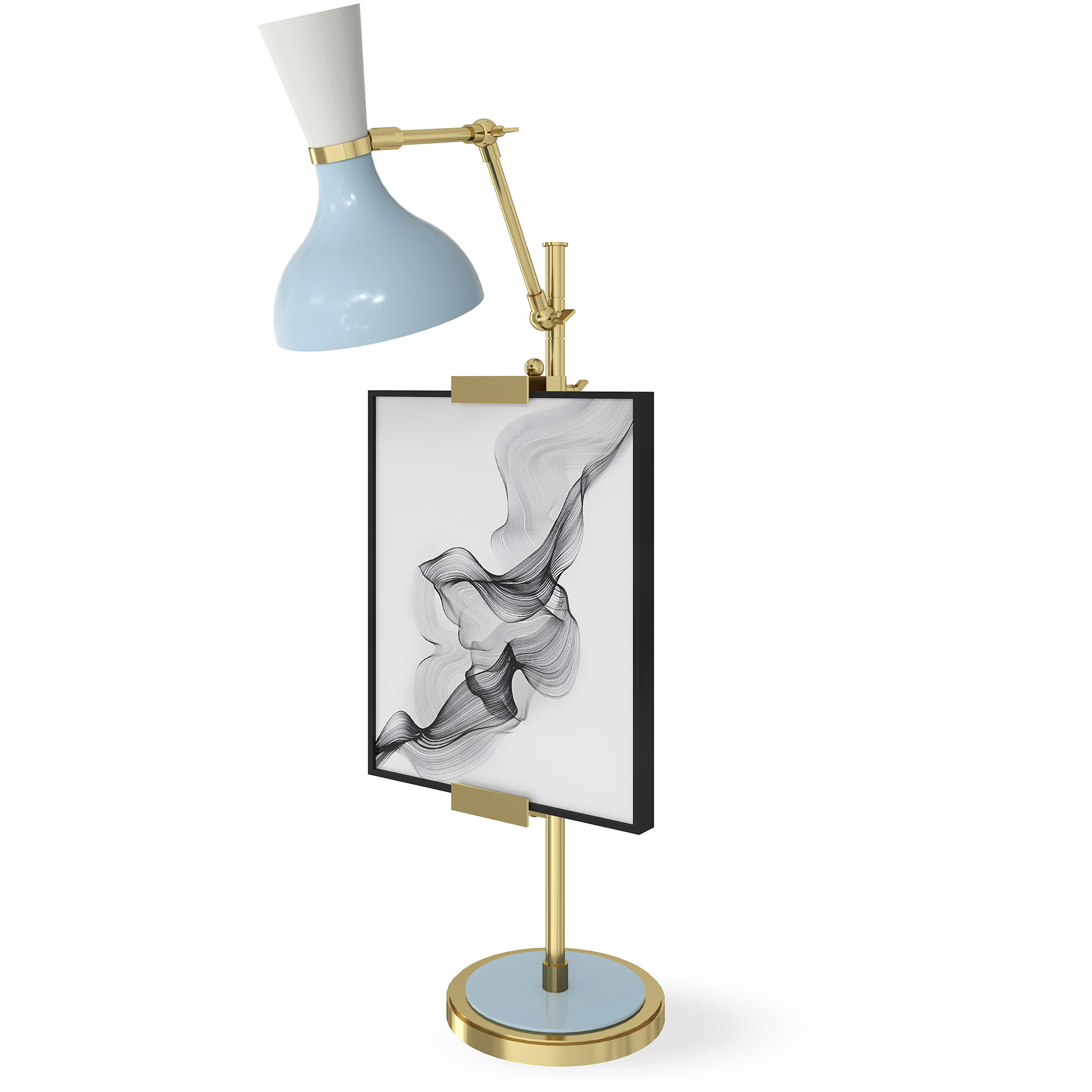 Clare Baby Blue and Lily with Modern Brass Table Easel