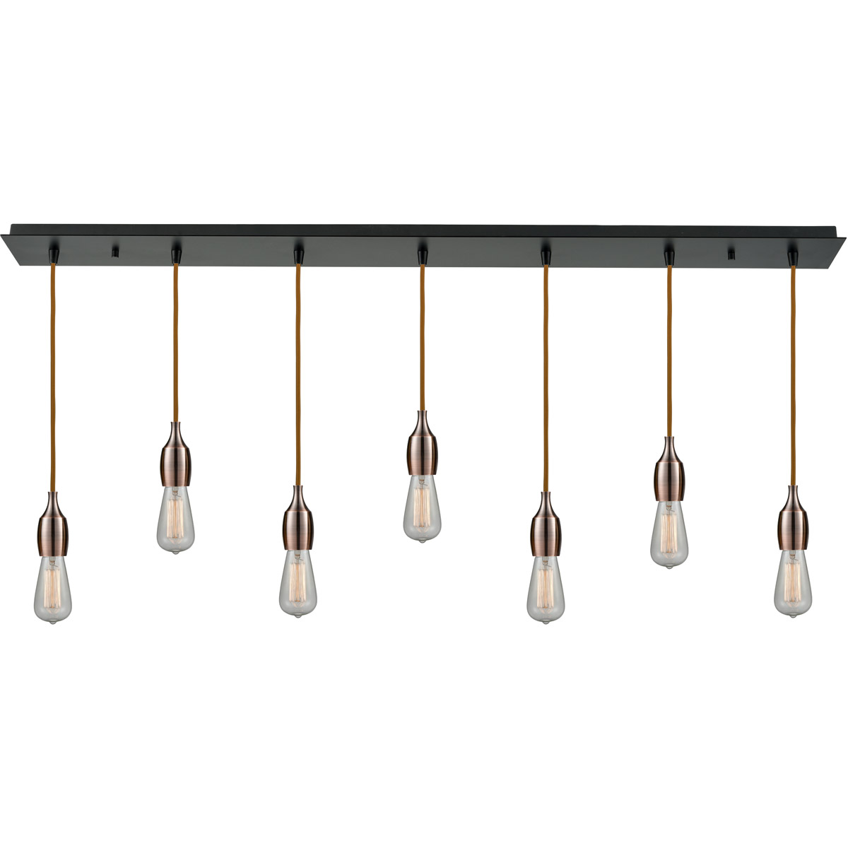 Chelsea Bare Bulb 7 Light 48 inch Matte Black Linear Pendant Ceiling Light, Chelsea 
