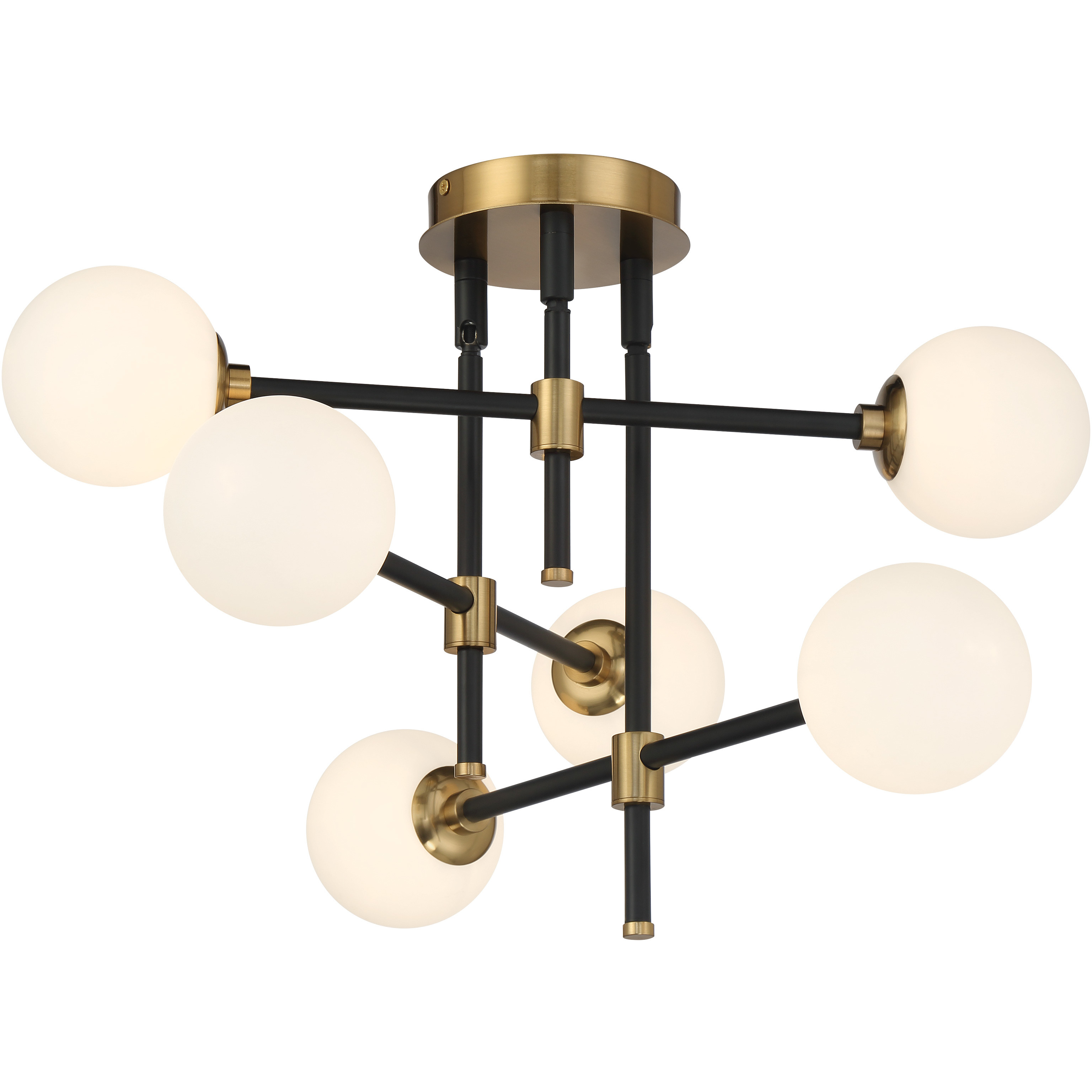 Cosmet 6 Light 20 inch Coal and Aged Brass Flush Mount Ceiling Light
