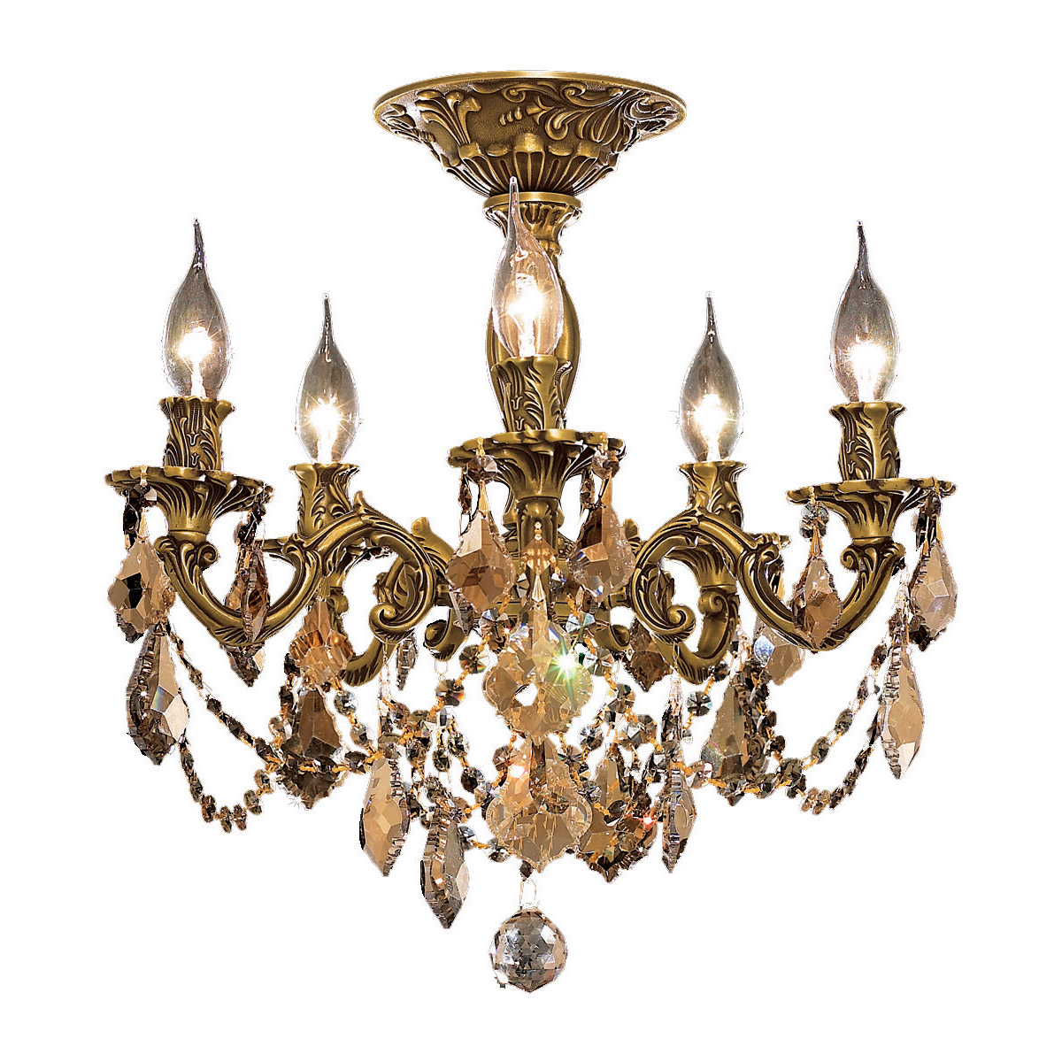 Rosalia 5 Light 18 inch French Gold Flush Mount Ceiling Light in Golden Teak, Royal Cut