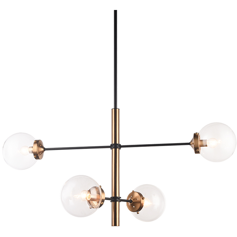 Enchant 4 Light 19.63 inch Aged Gold Brass Pendant Ceiling Light in Aged Gold Brass and Clear
