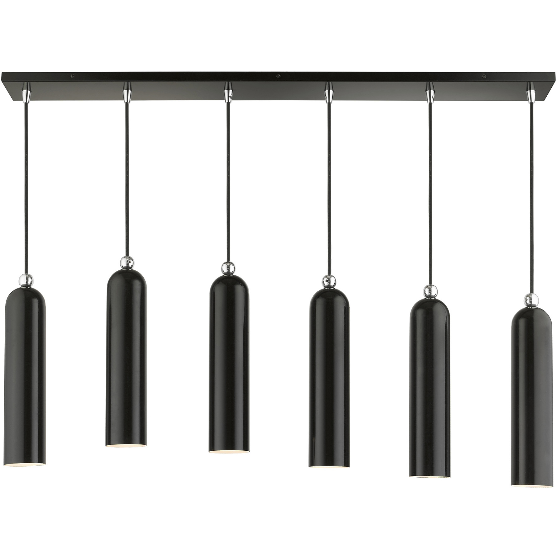 Ardmore 6 Light 4.5 inch Shiny Black with Polished Chrome Accents Large Linear Multi Pendant Ceiling Light