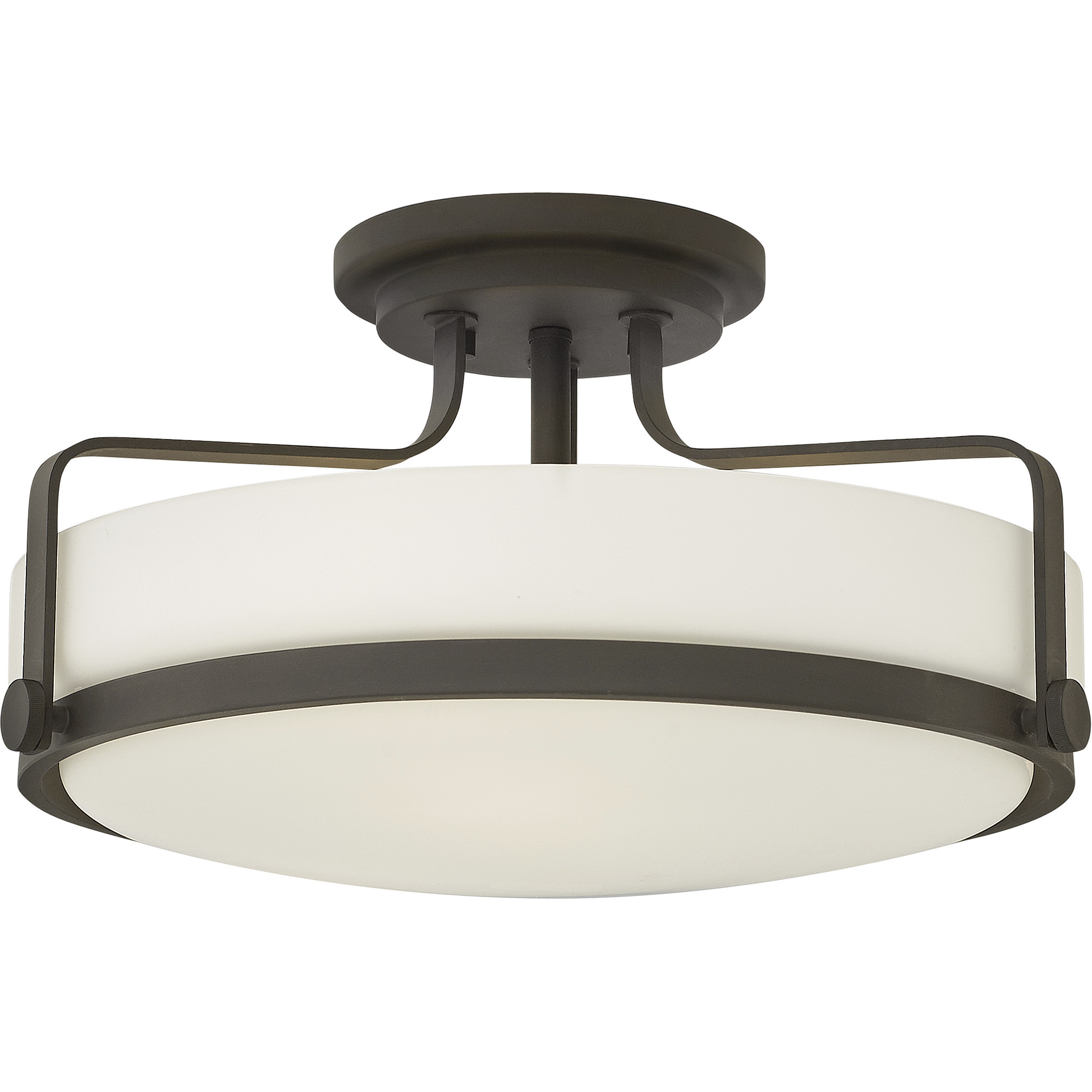 Harper 3 Light 18 inch Oil Rubbed Bronze Indoor Semi-Flush Mount Ceiling Light in White
