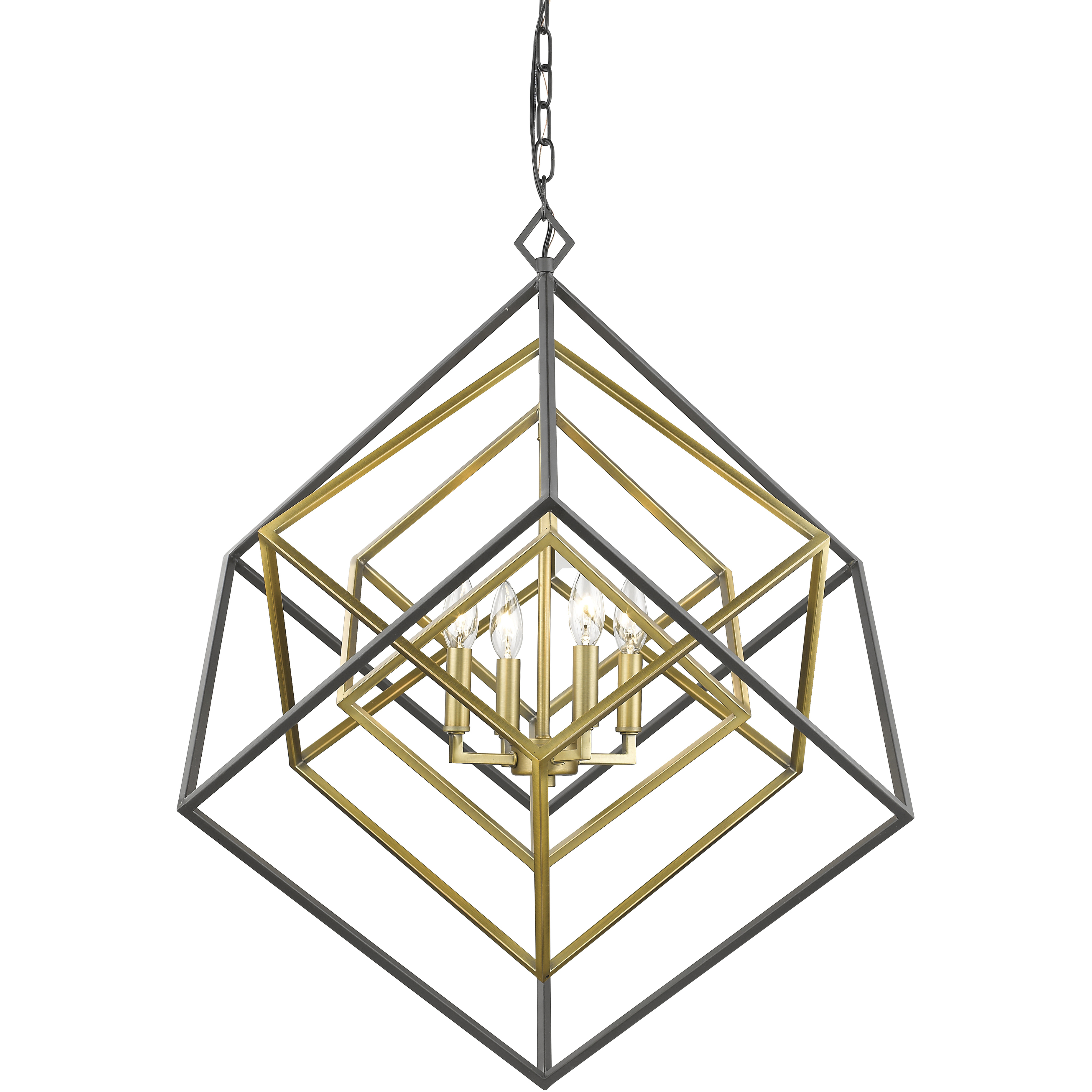Euclid 4 Light 29.5 inch Olde Brass and Bronze Chandelier Ceiling Light