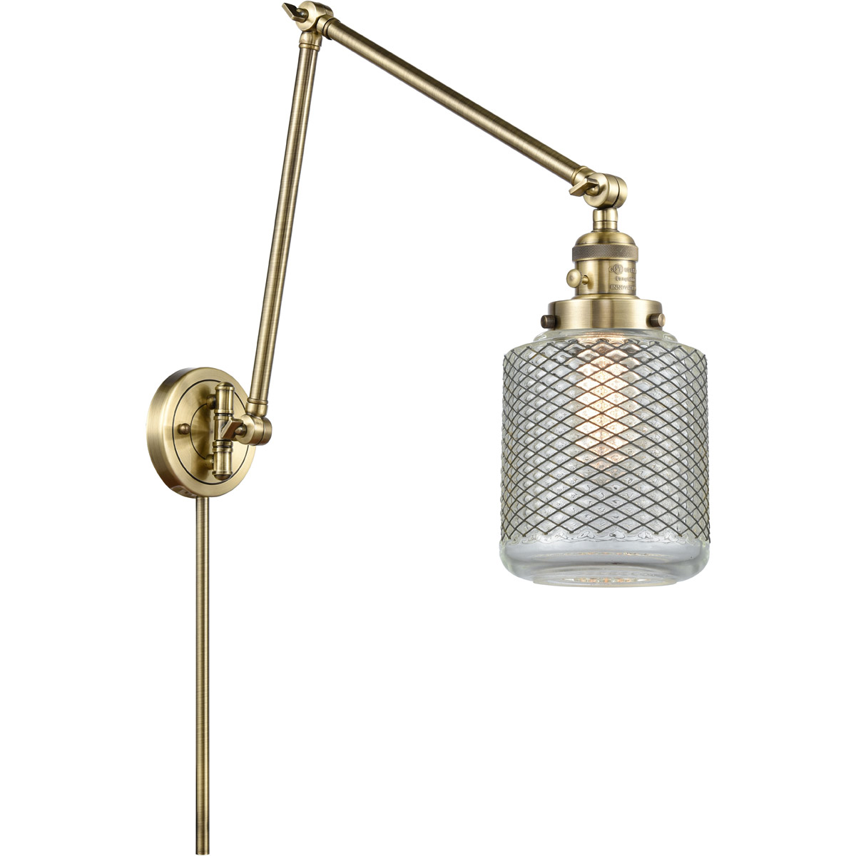 Stanton 30 inch 3.50 watt Antique Brass Swing Arm Wall Light, Franklin Restoration