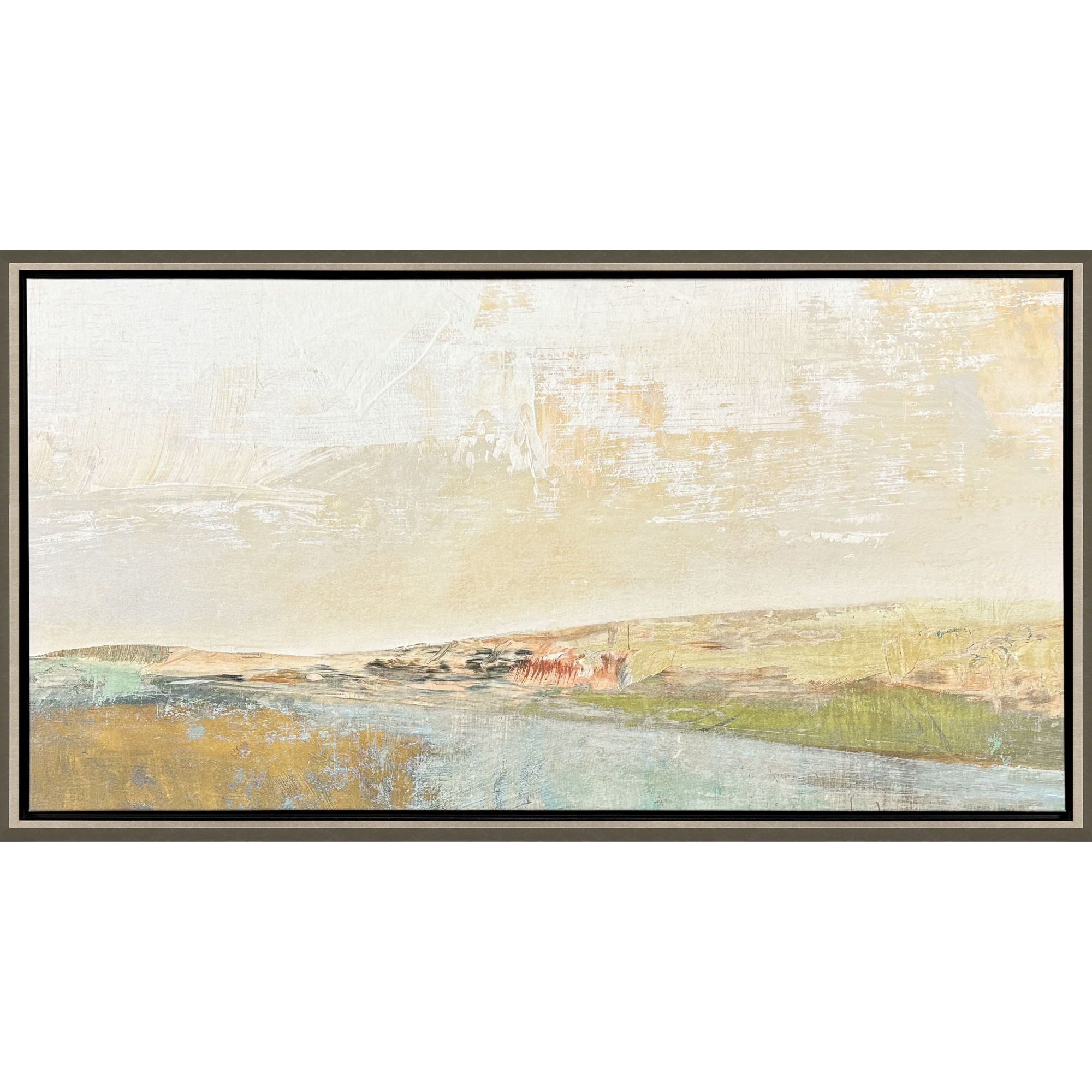 Long Lines Green and Blue and Neutral and Turquoise Canvas