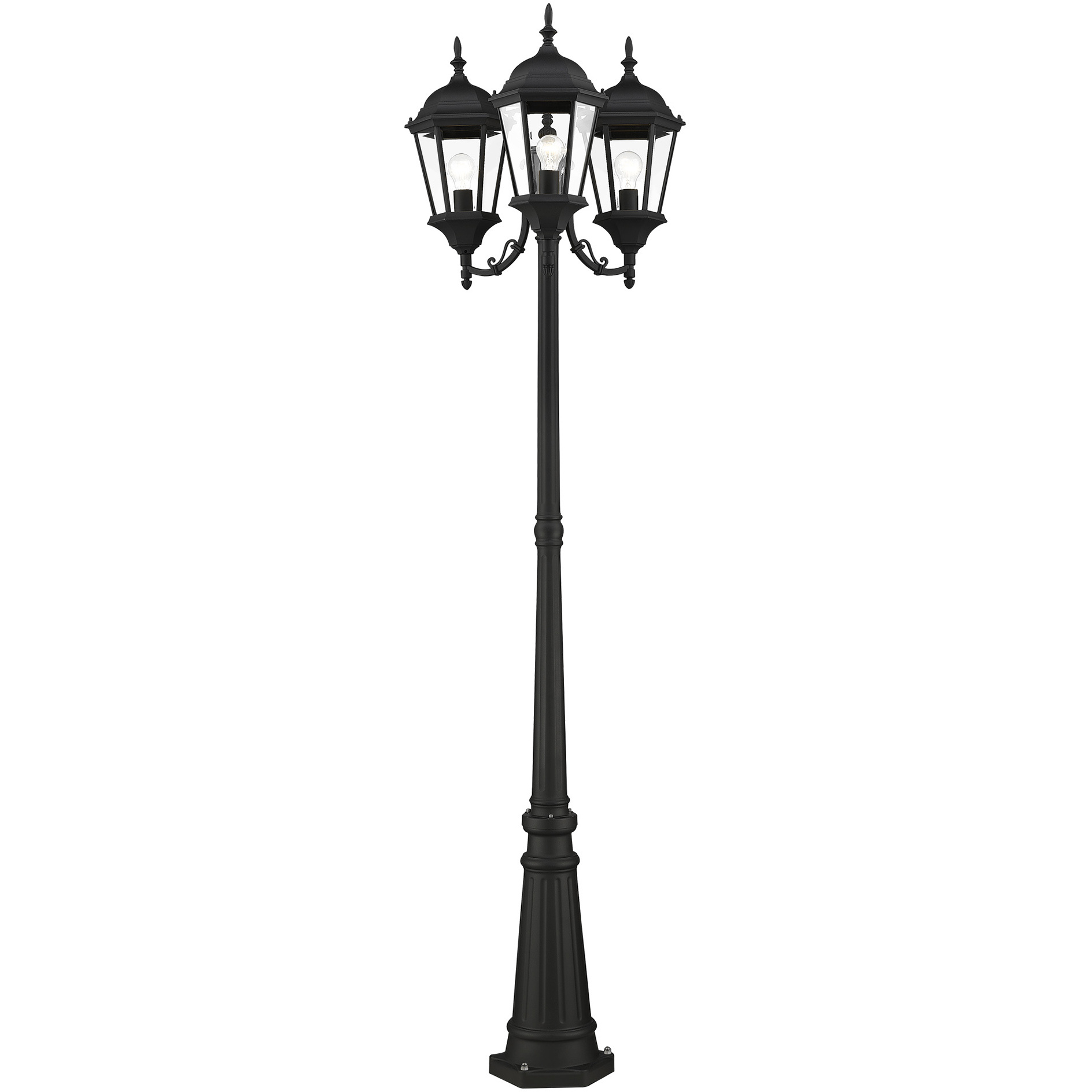 Hamilton 3 Light 86 inch Textured Black Outdoor Post Light