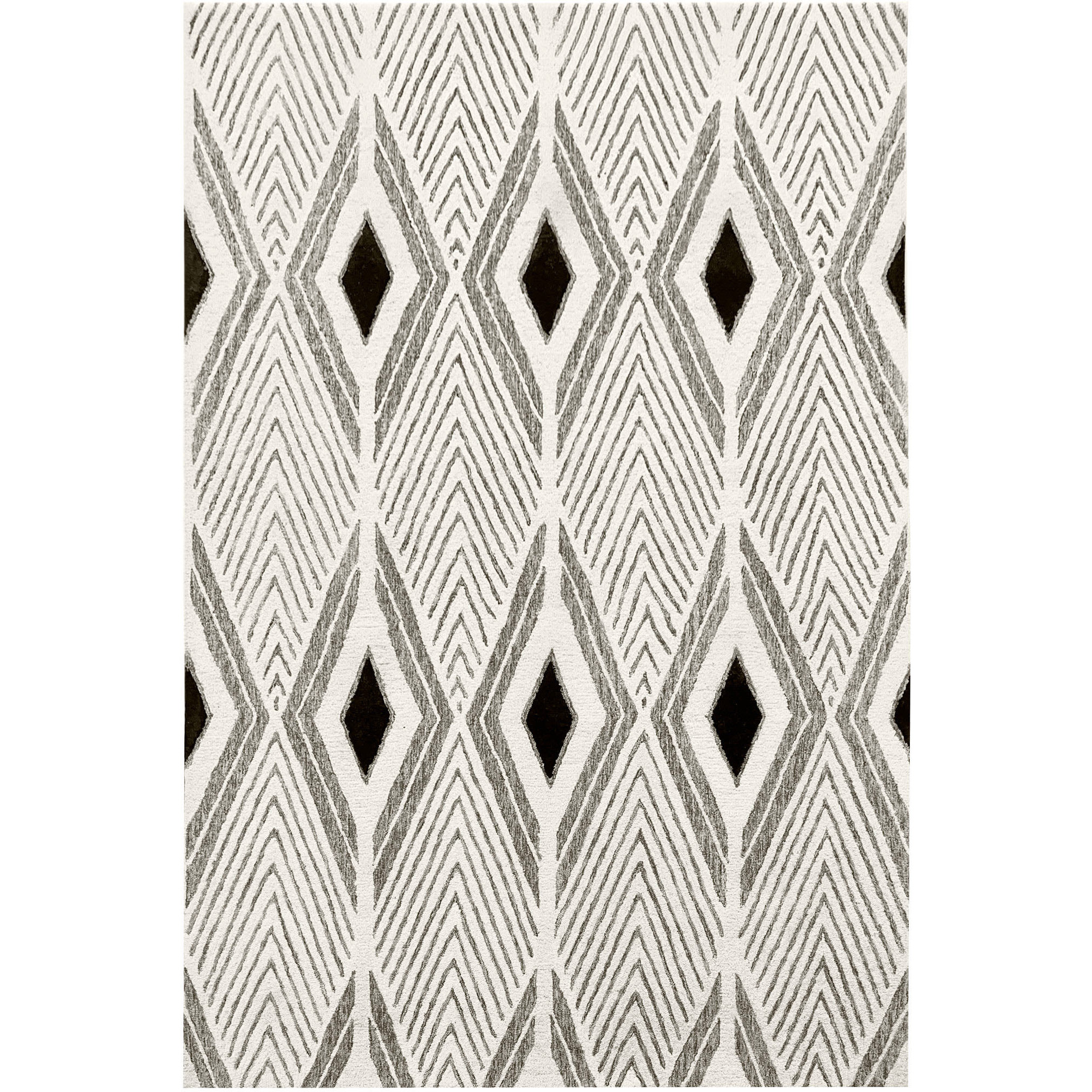 Vani 90 X 63 inch Black/White Rug in 5 x 7