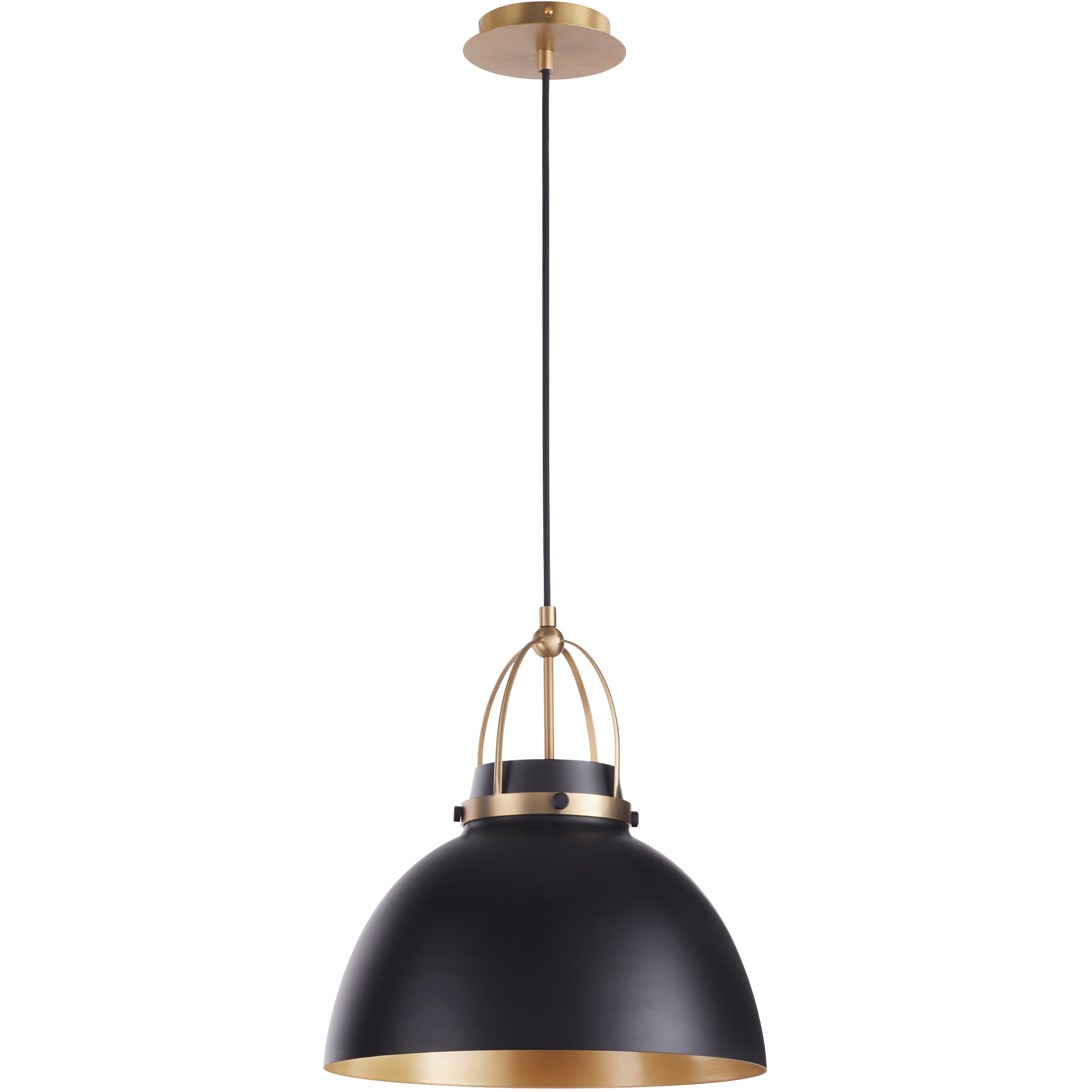 Fort Worth 1 Light 15 inch Matte Black and Aged Brass Pendant Ceiling Light