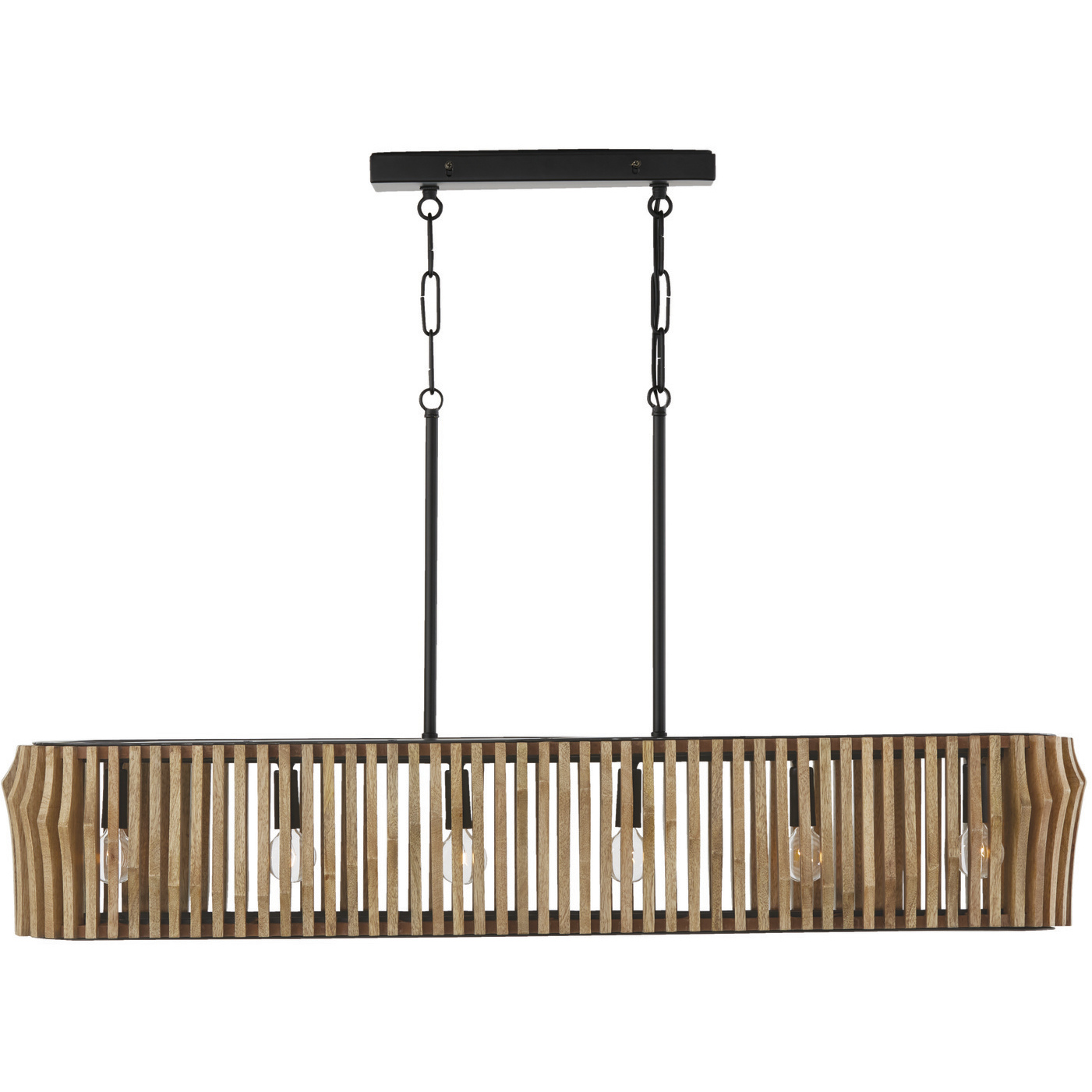 Archer 6 Light 41 inch Light Wood and Matte Black Island Light Ceiling Light
