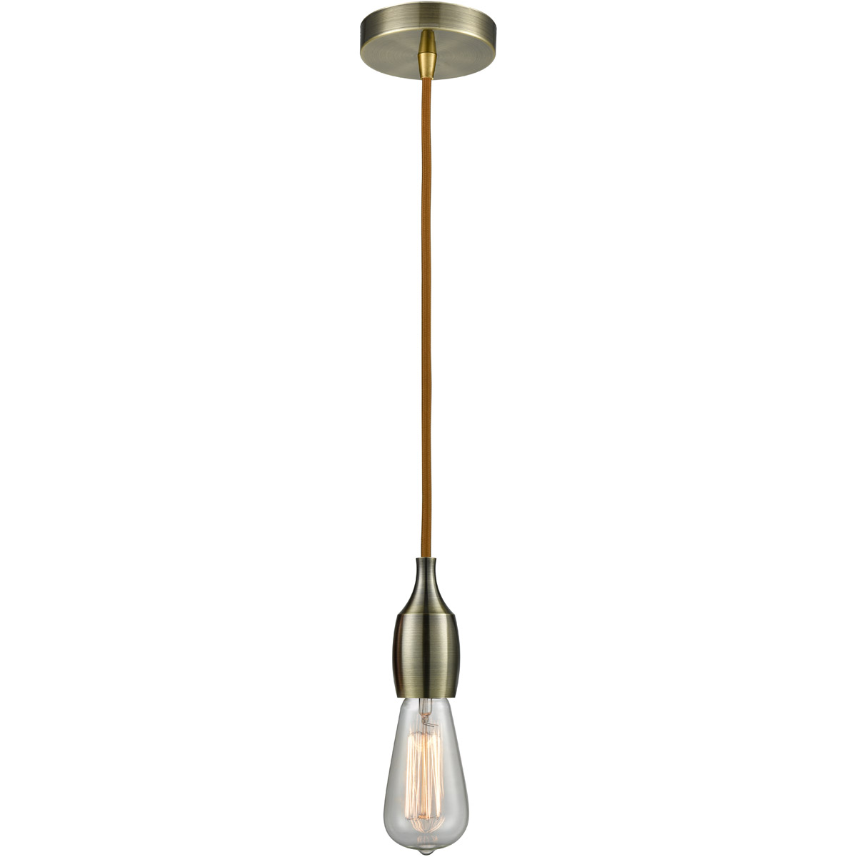 Chelsea Bare Bulb 1 Light 2 inch Antique Brass Mini Pendant Ceiling Light in Copper, Chelsea