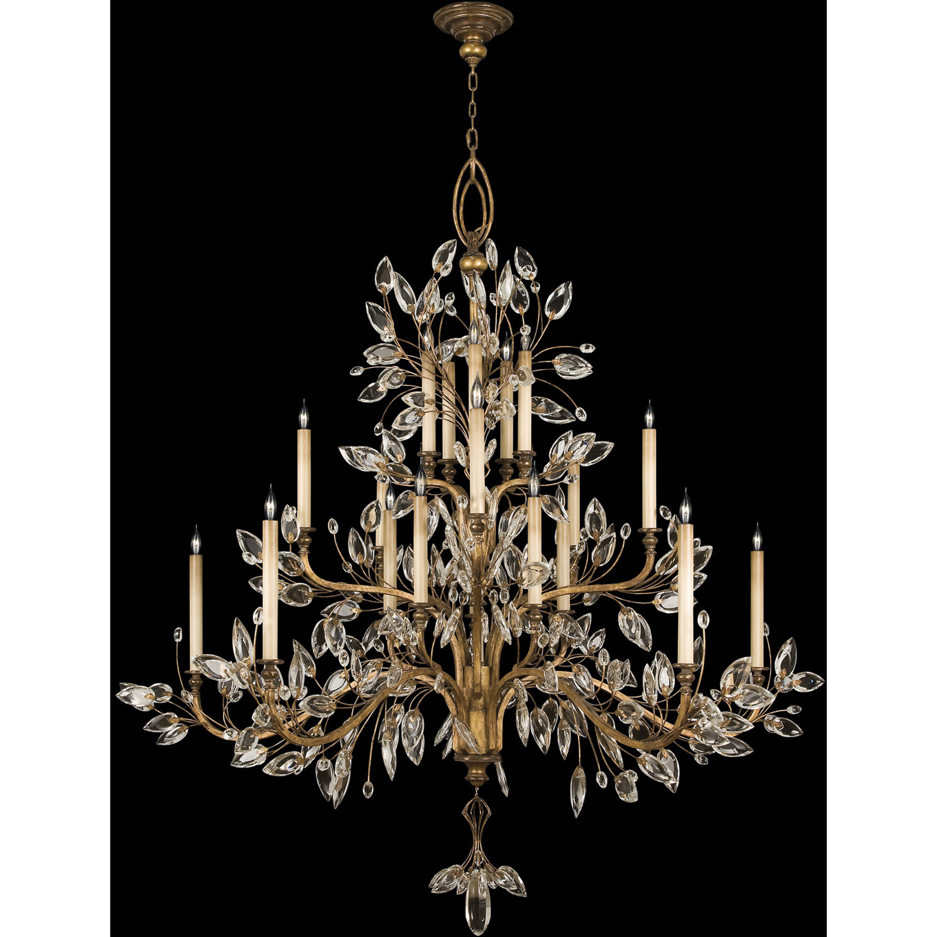 Crystal Laurel 20 Light 75 inch Gold Chandelier Ceiling Light