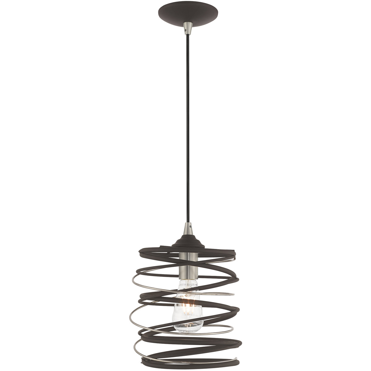 Geometric 1 Light 8.25 inch Bronze Mini Pendant Ceiling Light