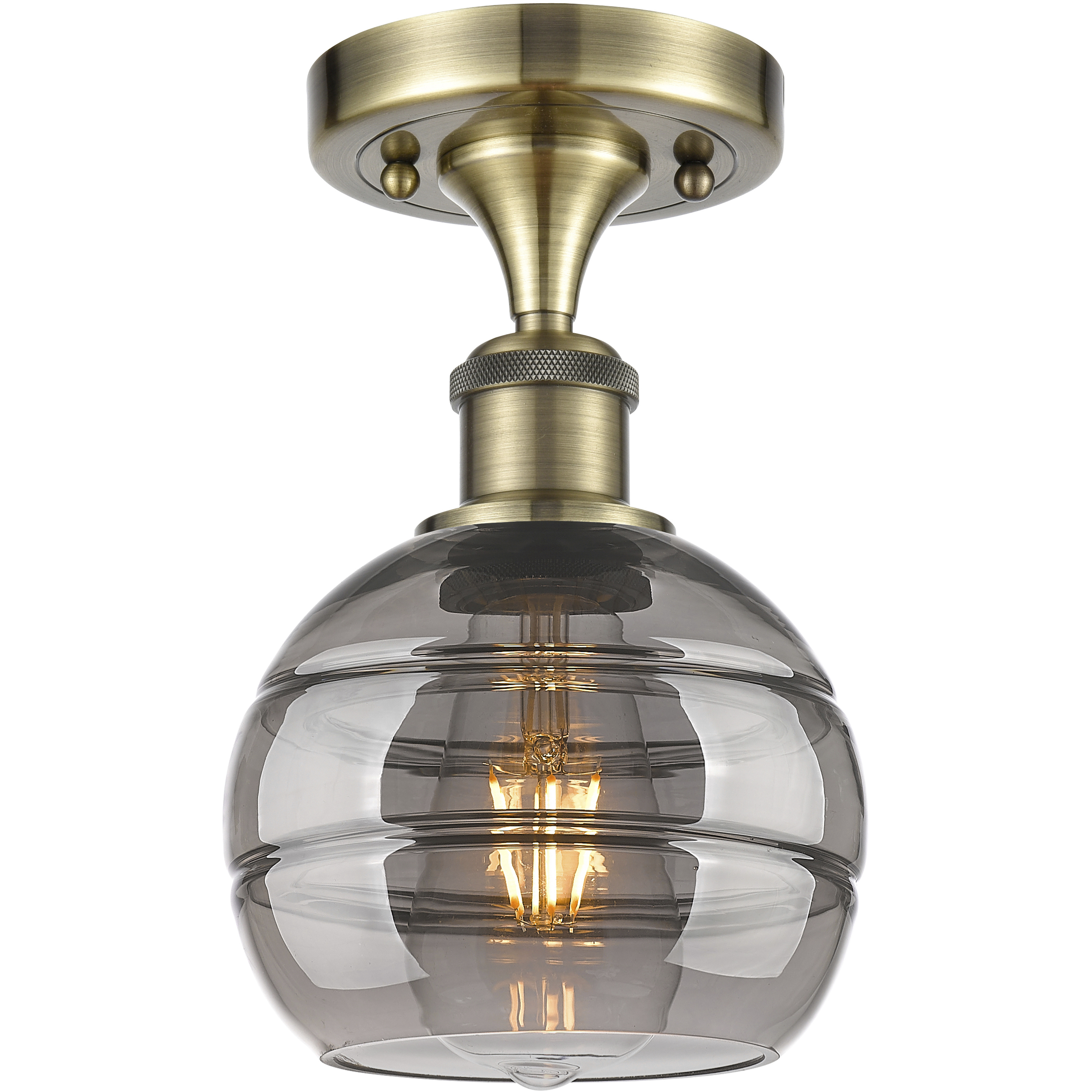 Ballston Rochester 1 Light 5.88 inch Antique Brass Semi-Flush Mount Ceiling Light