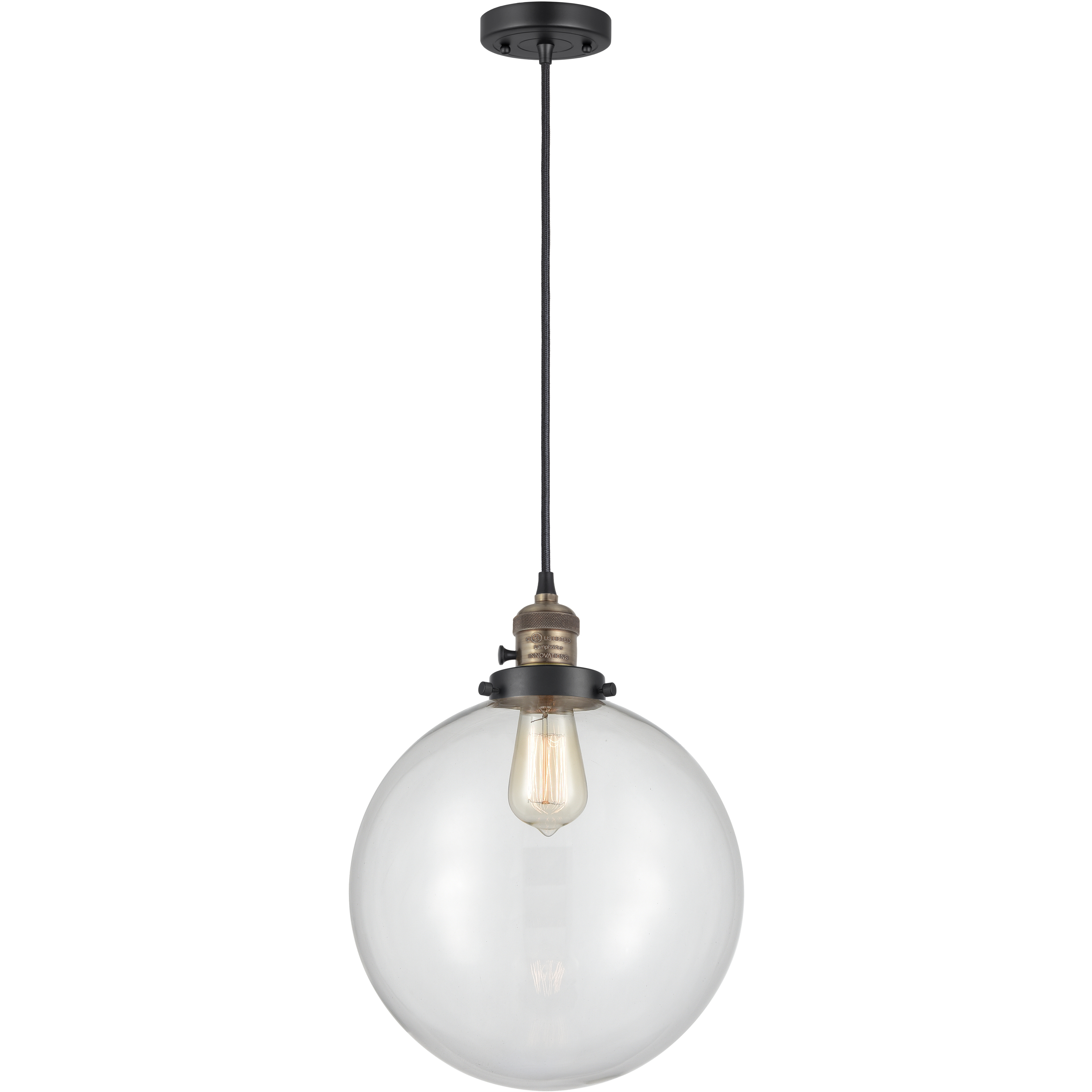Franklin Restoration Beacon LED 12 inch Black Antique Brass Mini Pendant Ceiling Light in Clear