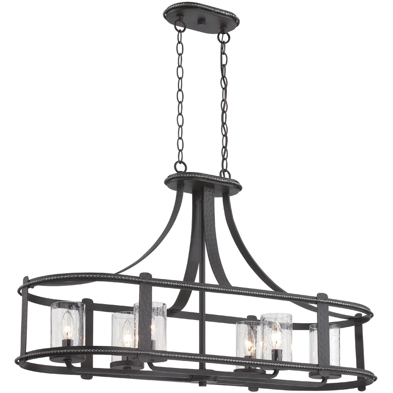 Palencia 6 Light 38 inch Artisan Pardo Wash Linear Chandelier Ceiling Light