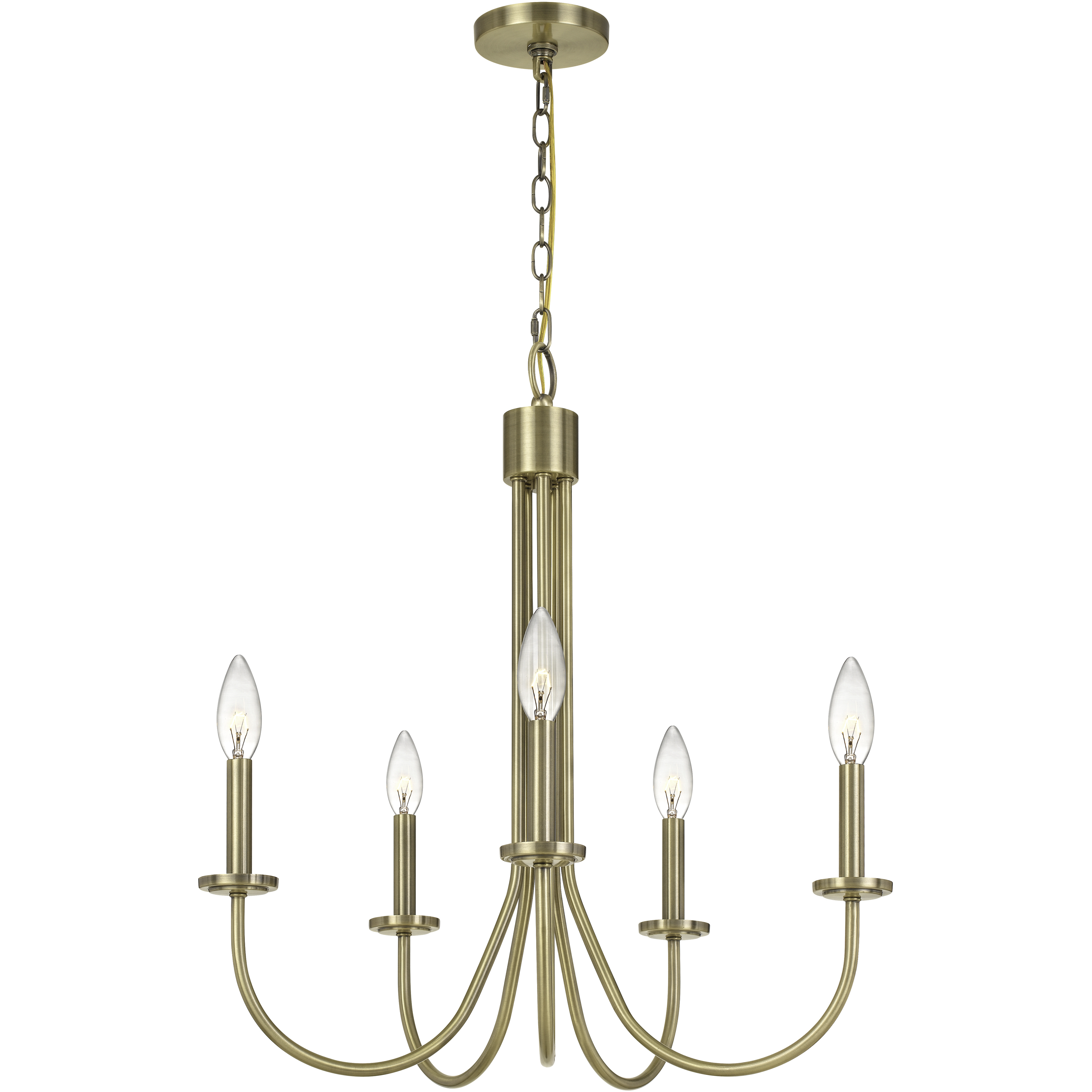 Spiez 5 Light 5 inch Antique Brass Chandelier Ceiling Light