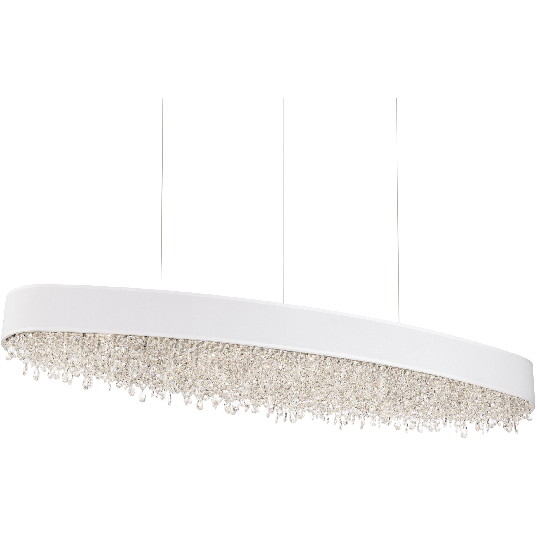 Signature Eclyptix LED 48.75 inch Polished Stainless Steel Linear Pendant Ceiling Light in White, Wavy Layout, Wavy Layout