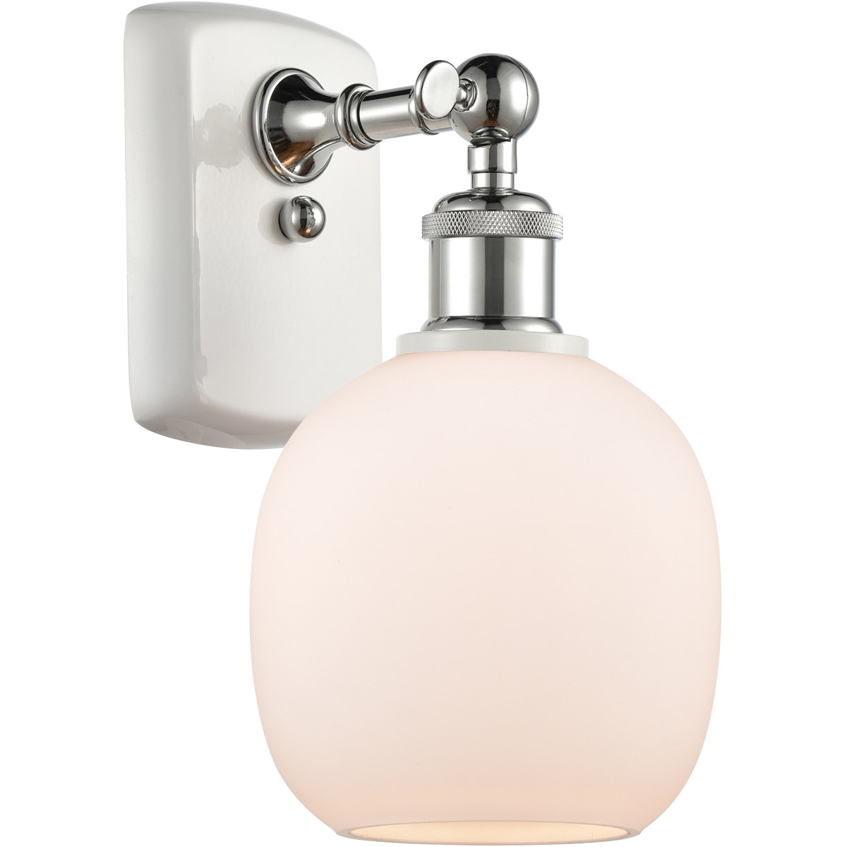 Ballston Belfast LED 6 inch White and Polished Chrome Sconce Wall Light in Matte White Glass, Ballston