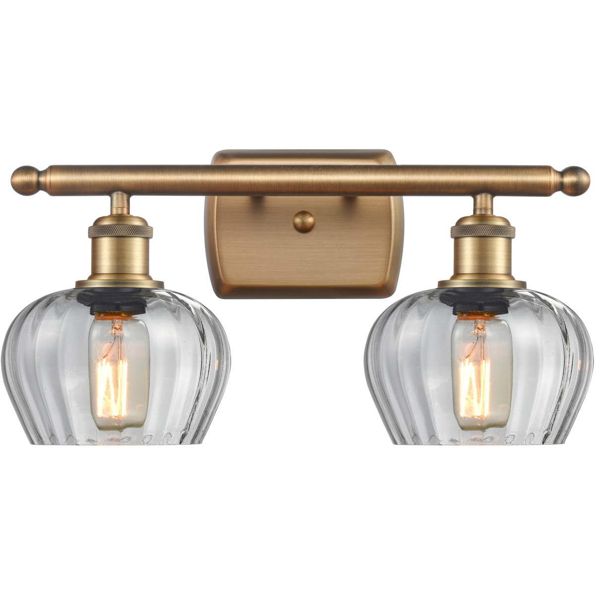 Ballston Fenton 2 Light 16 inch Brushed Brass Bath Vanity Light Wall Light in Clear Glass, Ballston