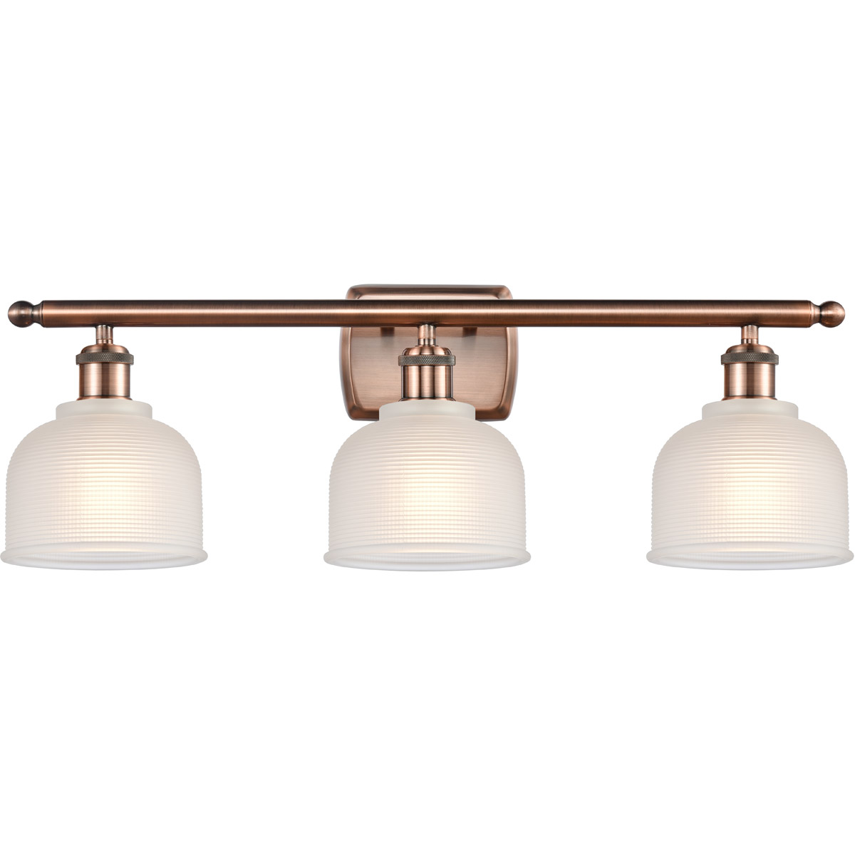 Ballston Dayton 3 Light 26 inch Antique Copper Bath Vanity Light Wall Light in White Glass, Ballston